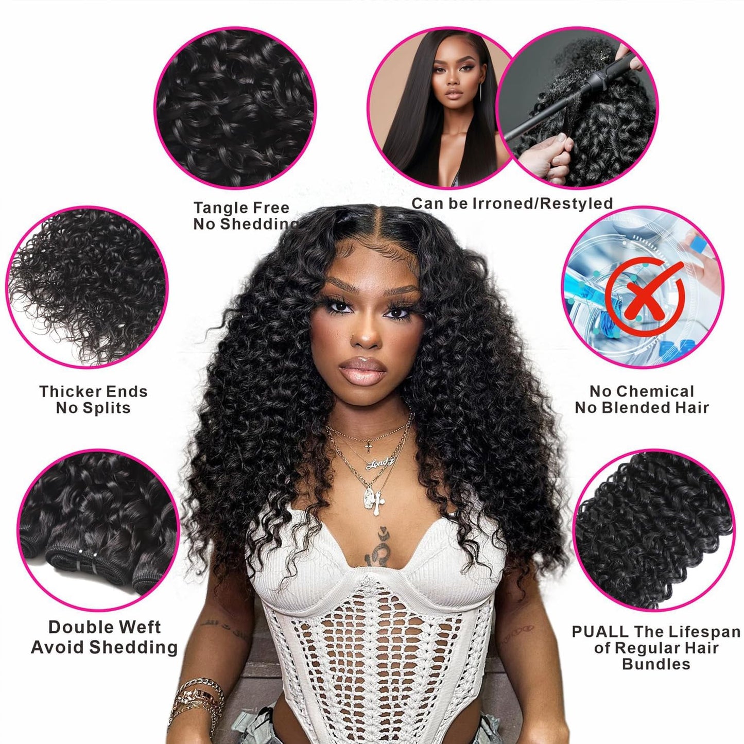 20 22 24 Inch Burmese Curly Human Hair Bundles 3C4A Water Wave 100% Unprocessed Virgin Hair Double Weft Quick Weave Extensions for Women Natural Color (Only 3 Bundles without Closure)