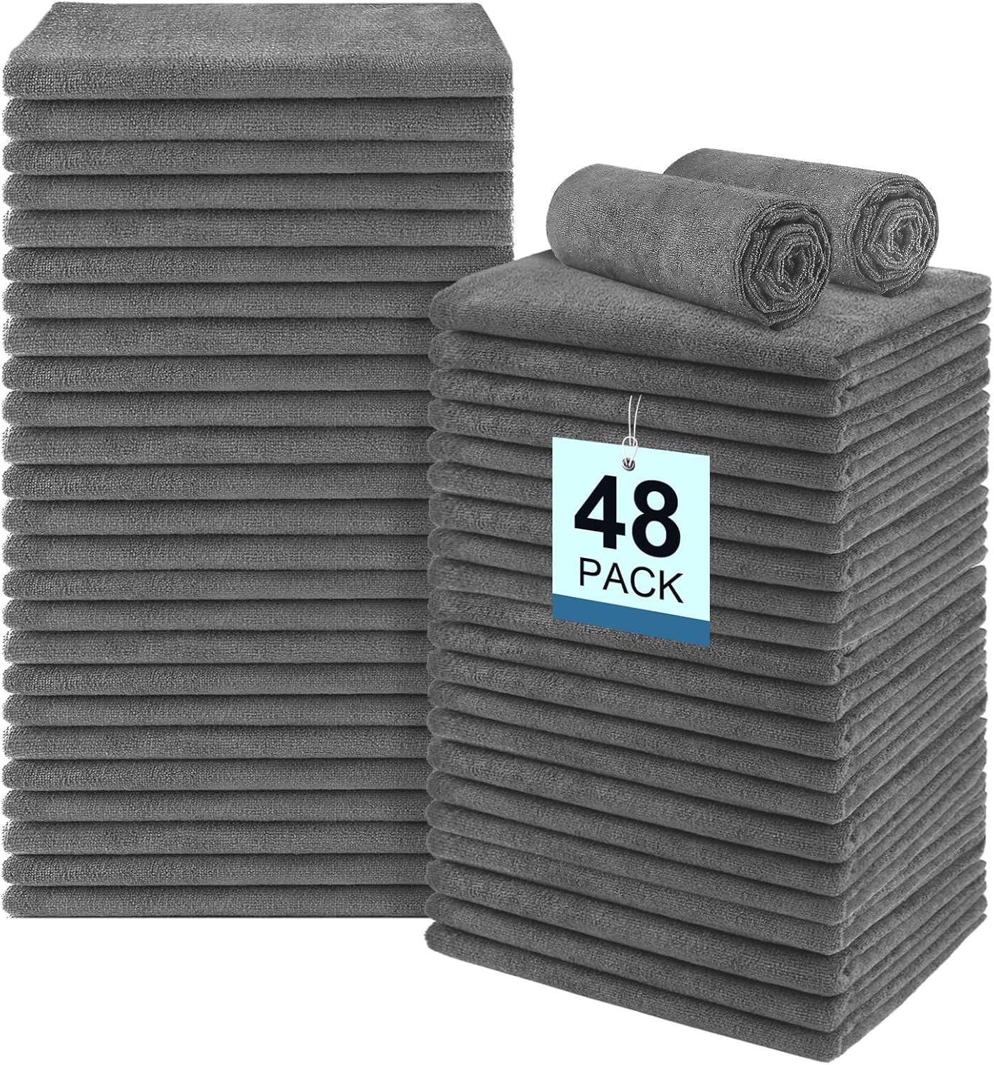 Premium Salon Towels - 24 Pack Highly Absorbent Quick-Drying Hand Towels | 16x27 Inch Black for Bathroom, Gym, Spa