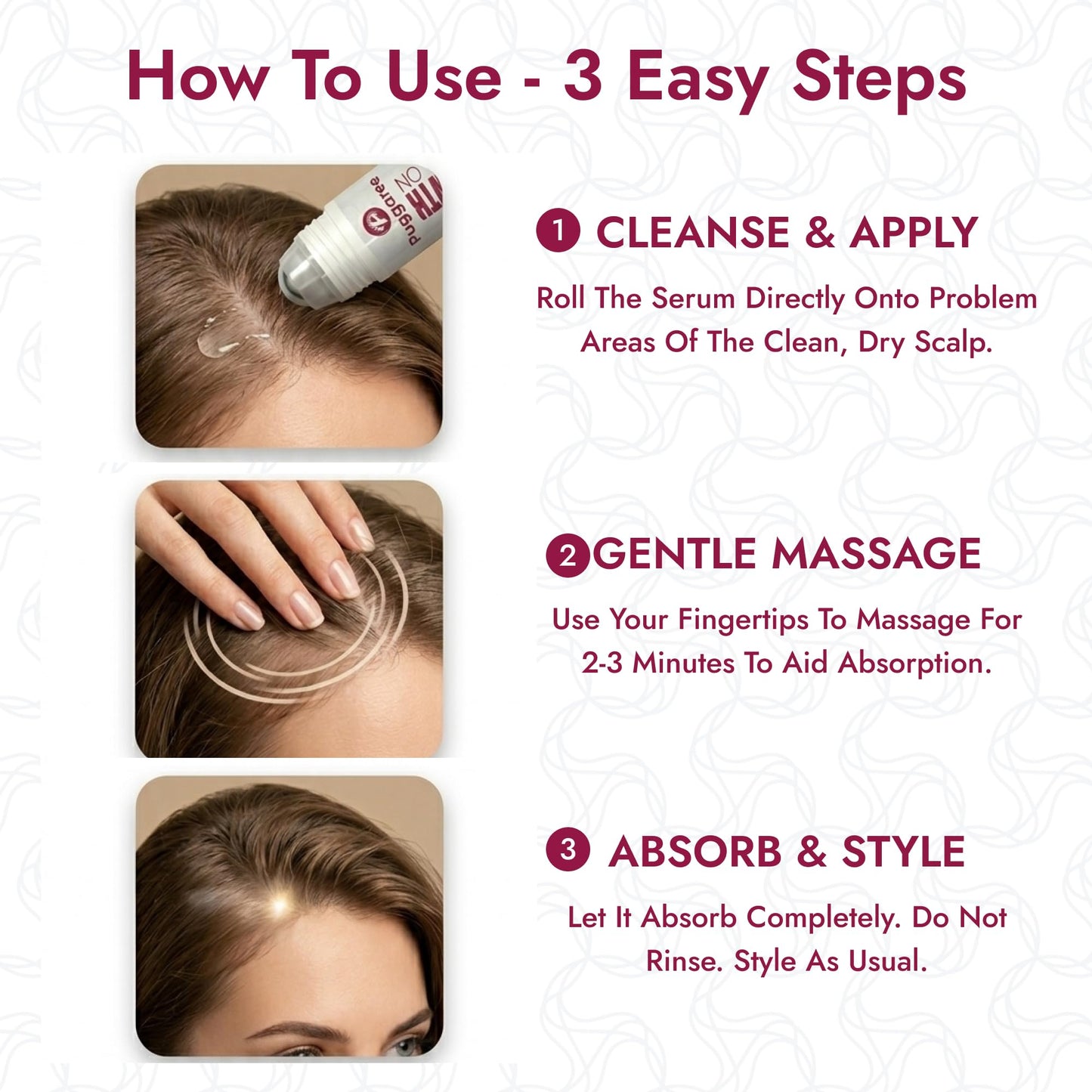 Redensyl Hair Serum Roll On – 3% Rosemary & 3% Redensyl Scalp Treatment for Thicker, Fuller Looking – Nourishing Hair Density Support for Women Pink (30 ml)