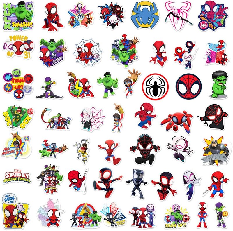 Spider-Man Stickers - 50Pcs Vinyl Waterproof Aesthetic Stickers for Water Bottles, Laptops, Phones & Journals | Gift for Kids & Women