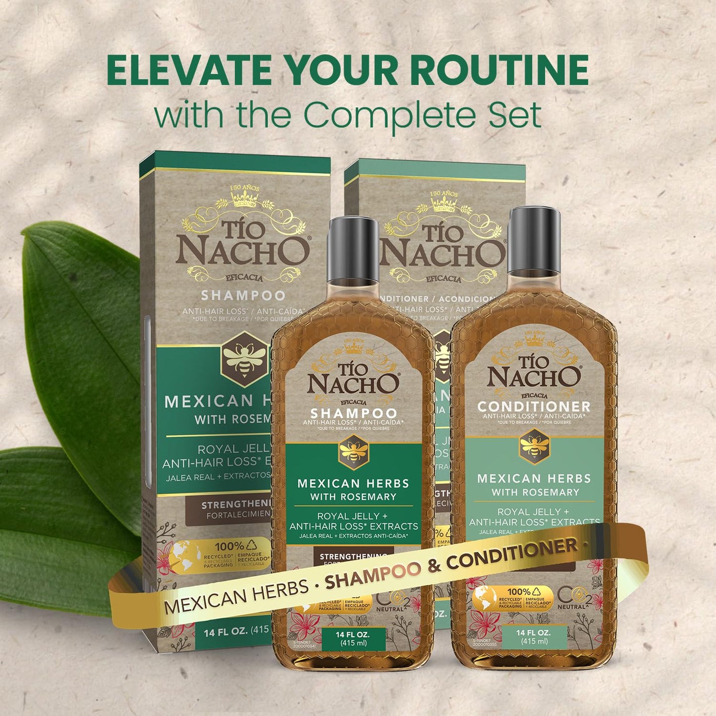 Tio Nacho Mexican Herbs Anti-Hair Loss Conditioner with Royal Jelly and Rosemary Extract, Strengthening and Nourishing Conditioner for Hair Loss, Ideal for Men and Women, 14 fl oz