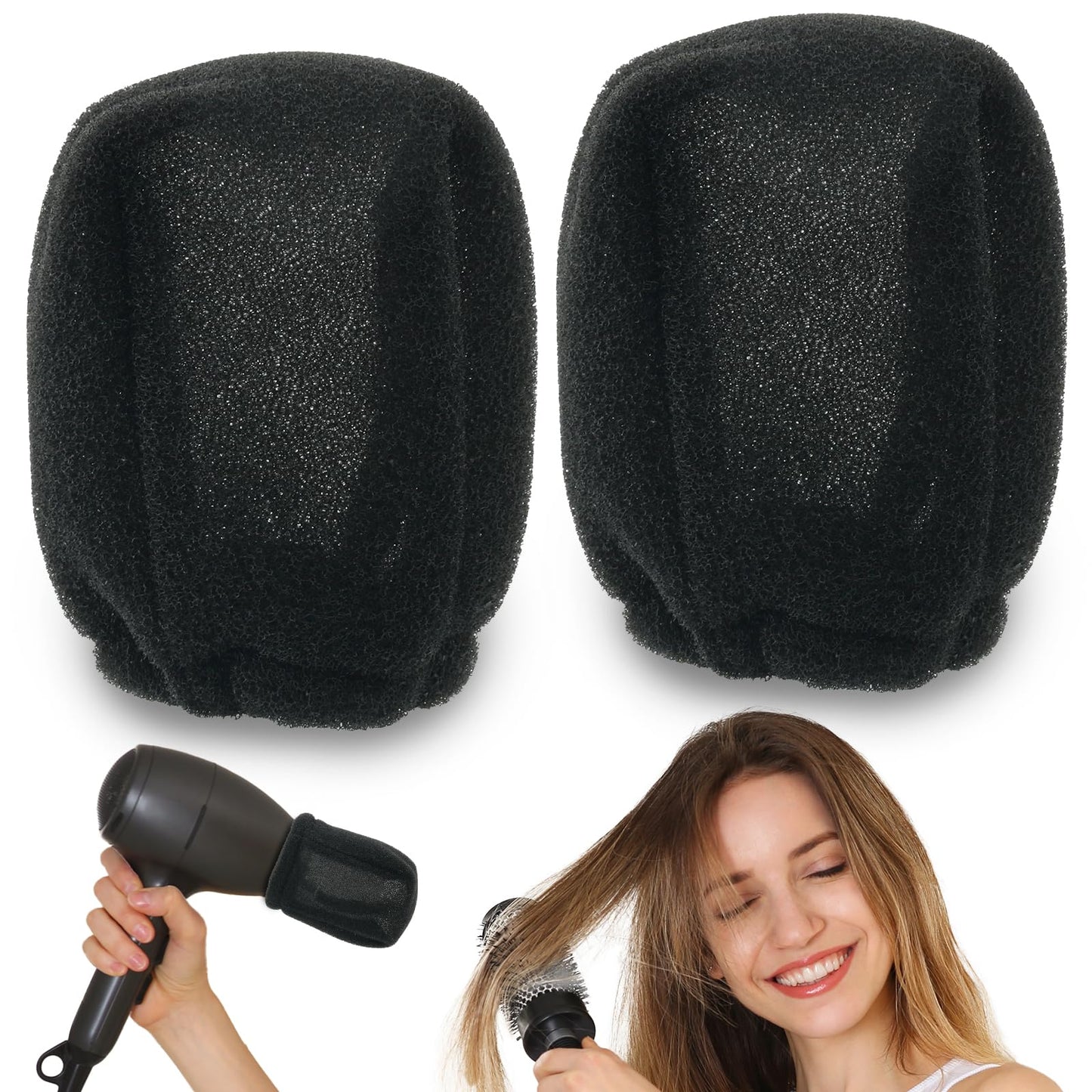 2Pcs Travel Hair Diffuser for Hair Dryer - Compact and Portable (5.12x3.15) Travel Hair Dryer Diffuser Sock‌ Made of Soft, Heat-Resistant and Flexible Foam, Tear-Resistant and Reusable