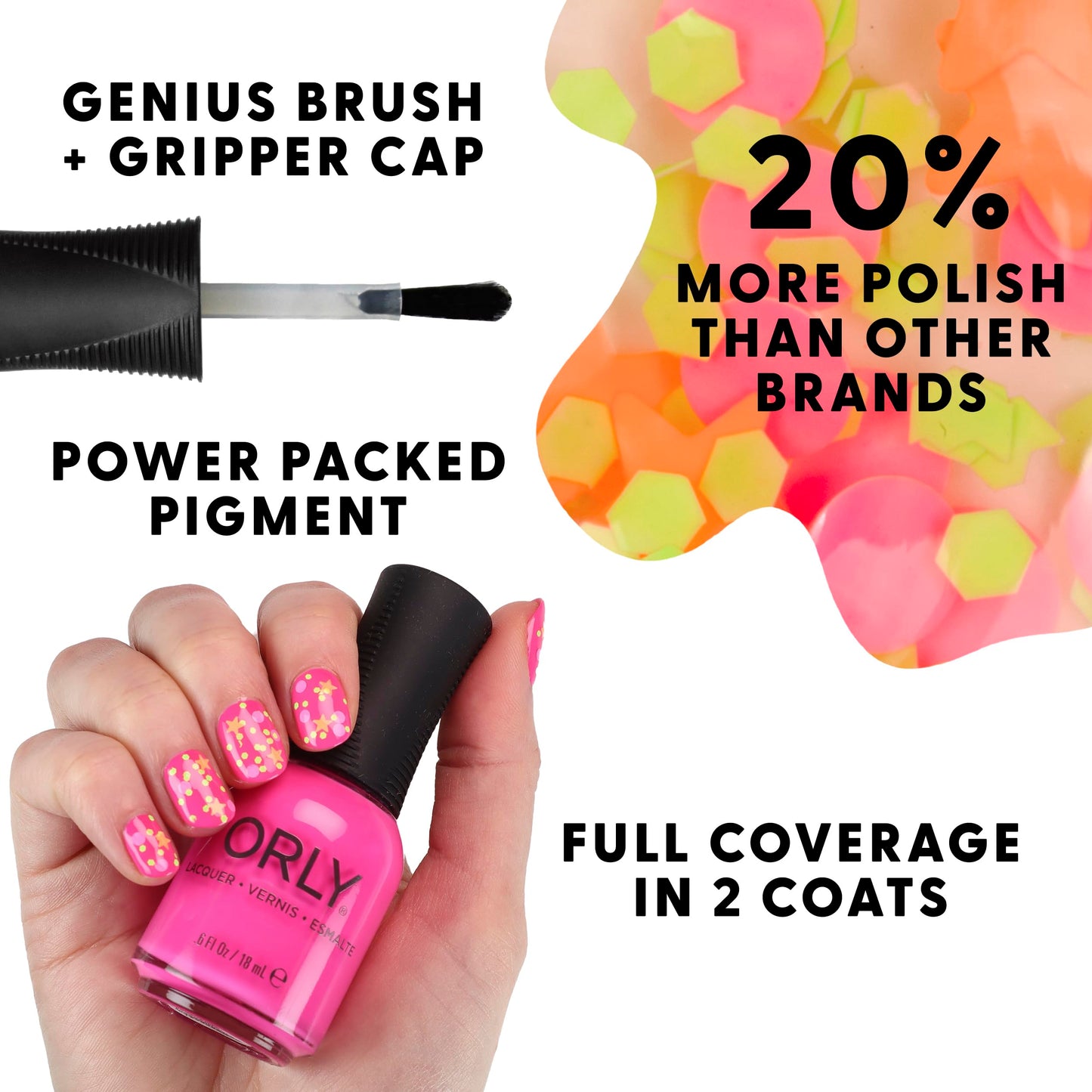 Orly Neon Nail Polish – That’s Hot | Hot Pink Crème | Bright, Bold Nails | Full Coverage in Just Two Coats | Stays On Without Chipping for Days | Easy to Apply & Vegan (18 ml)