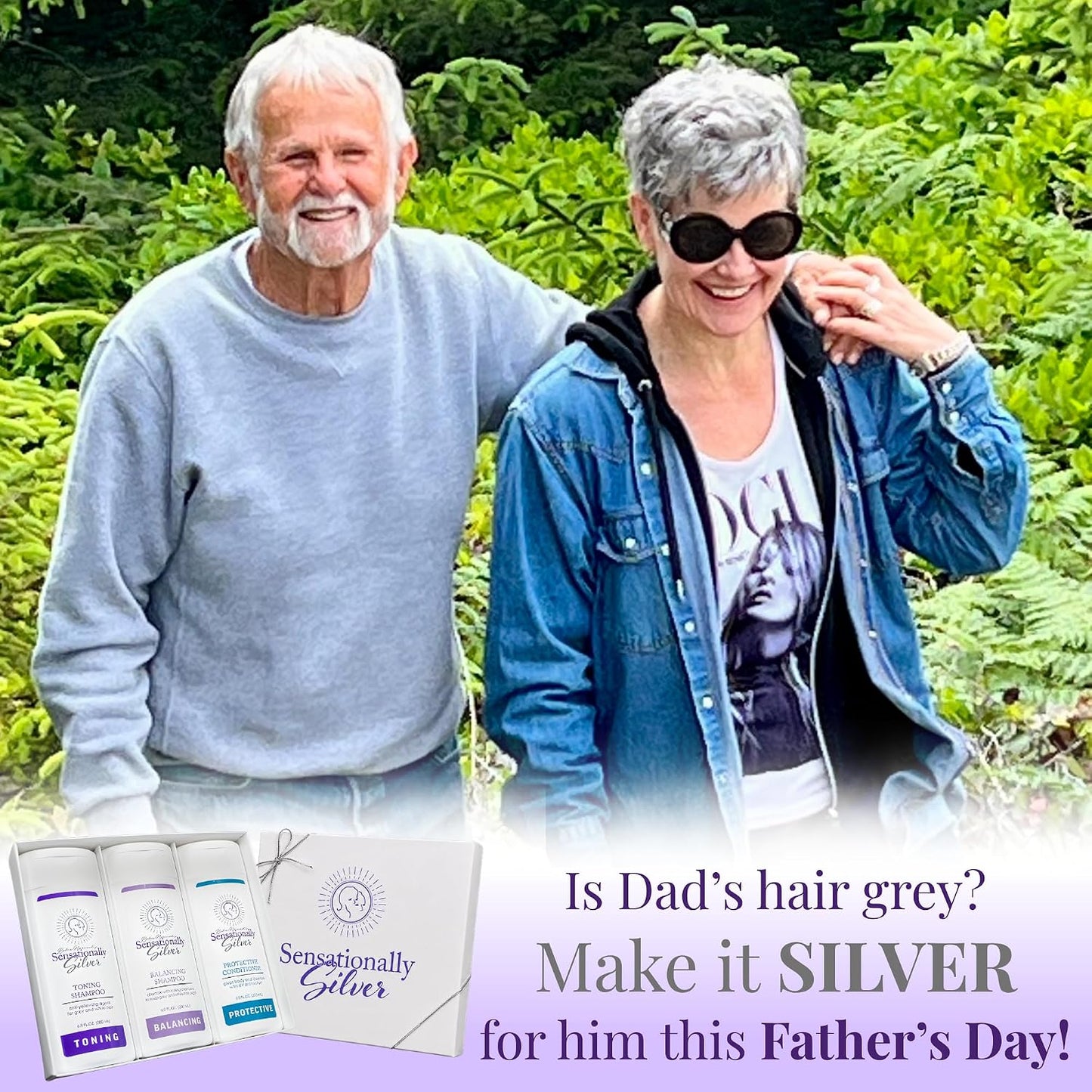Silver Hair Care Gift Set - 3-Piece Premium Trio for Gray, Silver & White Hair | Toning Shampoo, Balancing Shampoo & Conditioner | Elegant Gift Box