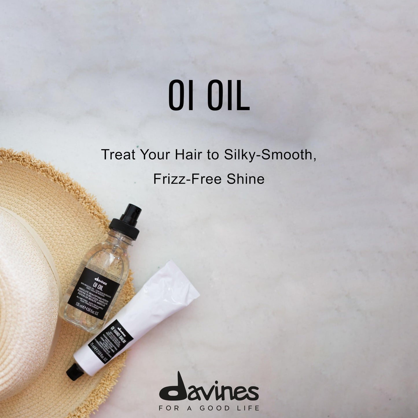 Davines OI Oil, Multi-Function Potion for All Hair Types - Weightless Anti-Frizz & Shine-Enhancing Serum with Roucou Oil - Detangles & Replenishes Moisture Hydrating Treatment, 4.56 Fl Oz