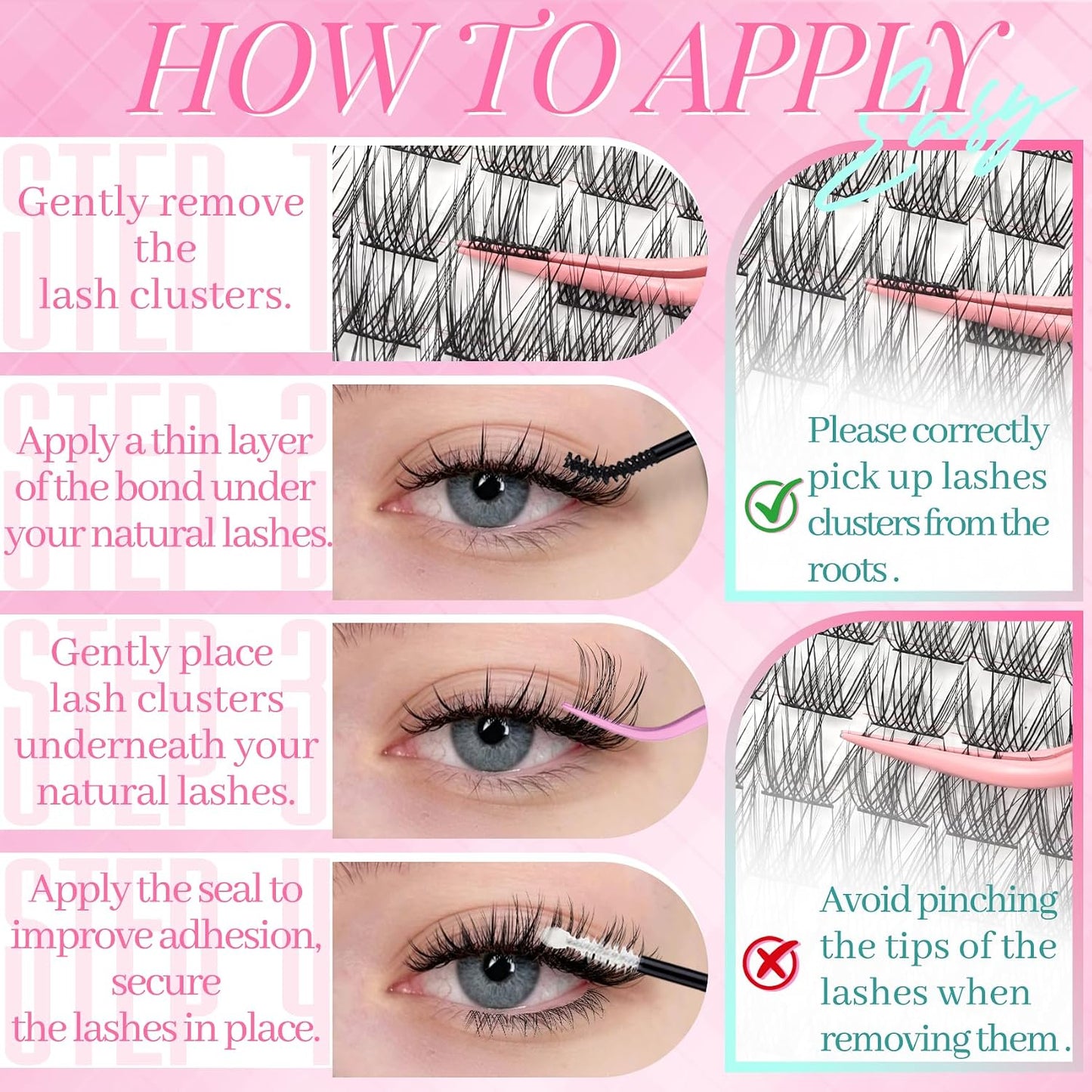 Wispy Natural Cluster Eyelash Extensions - 180pcs C Curl 8-16mm Individual Fake Lashes | Ultra Thin Band for DIY Use