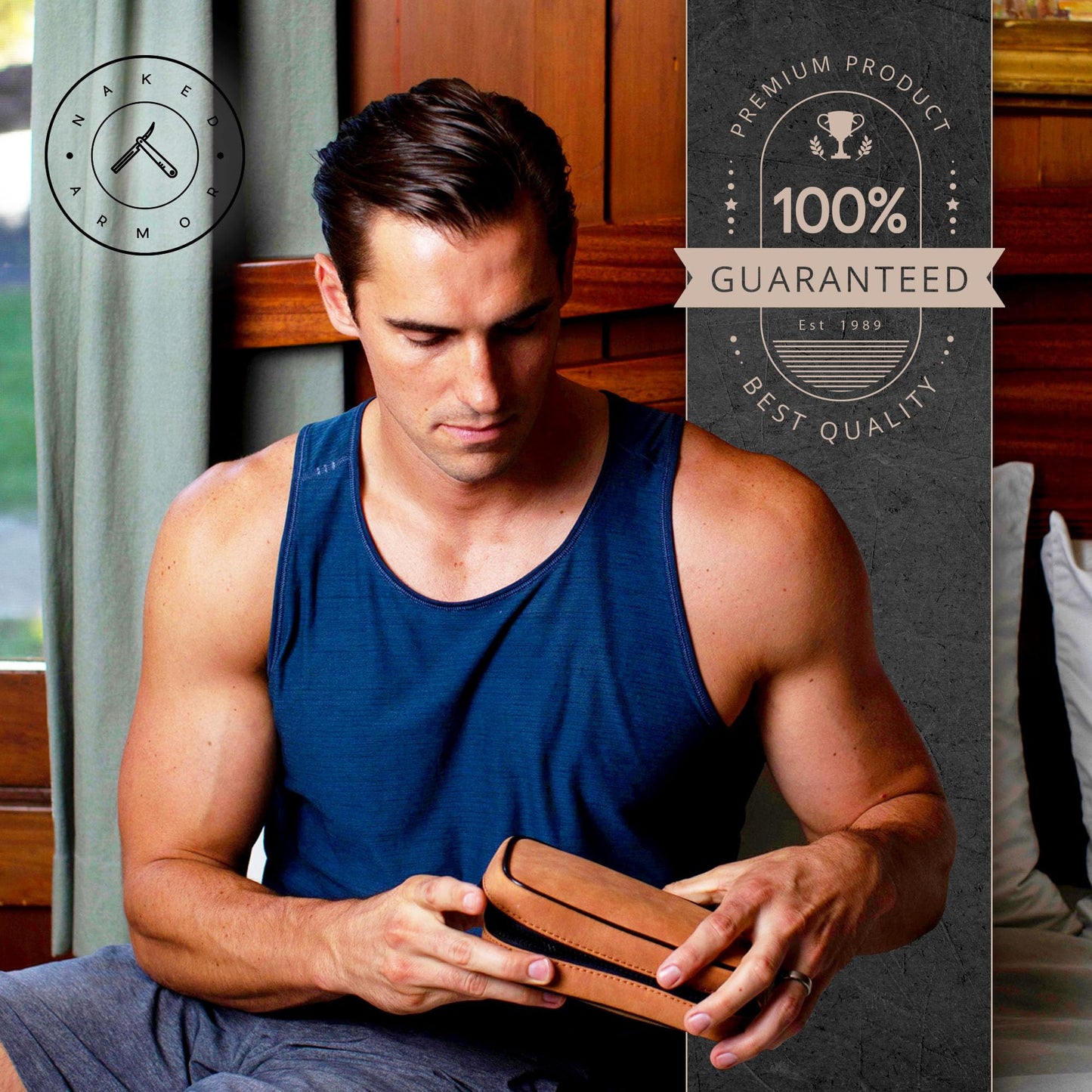 Naked Armor Lucan Barber Shavette Straight Razor Kit for Men with 2 Shavettes, Shaving Brush, Bowl, Barber Scissors, 5 Double Edge Blades, Leather Case and Gift Box, Barbershop Wet Shaving Set