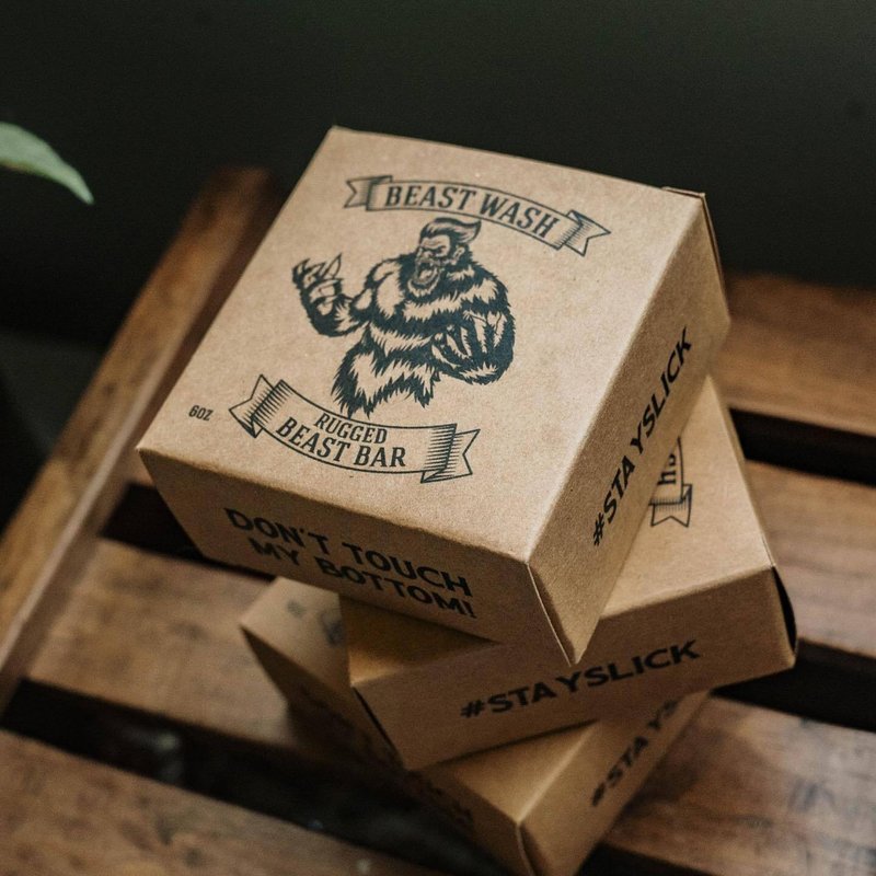 Johnny Slicks Rugged Beast Bar | Organic Body Wash Mens Bar Soap, Handmade with Clean & Chemical-free Ingredients (Coconut Oil, Charcoal, Tea Tree Oil, Oatmeal), Rugged Scent