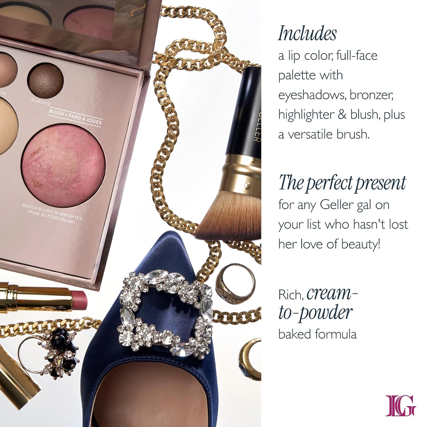 Laura Geller Own Your Age Makeup Collection - All-in-One Face Palette, Hydrating Lip Balm & Travel Kabuki Brush | Gift Set