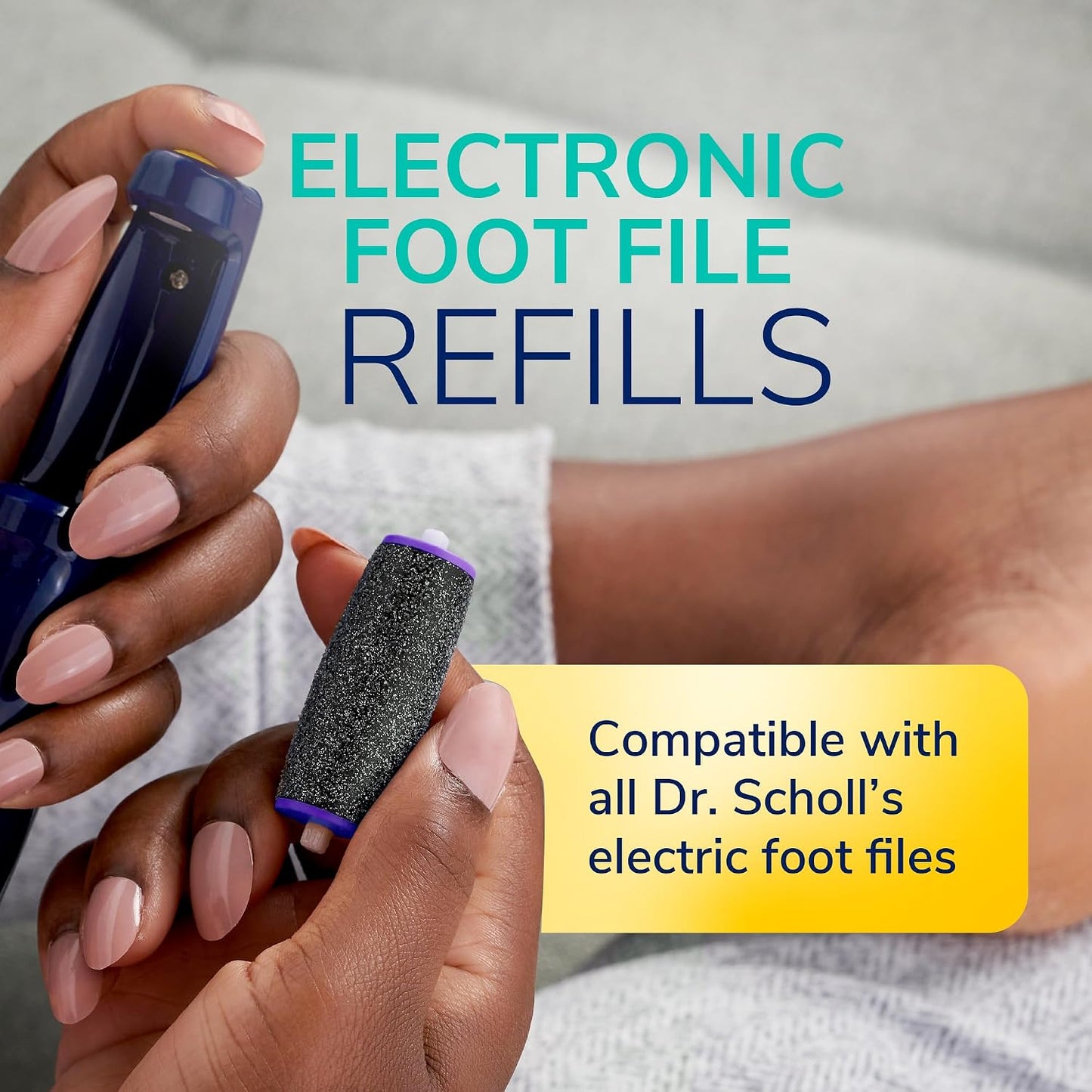 Dr. Scholl's Electric Foot File Roller Head Refills - 2 Count with Diamond Crystals for Hard Skin | 1 Regular & 1 Ultra Coarse