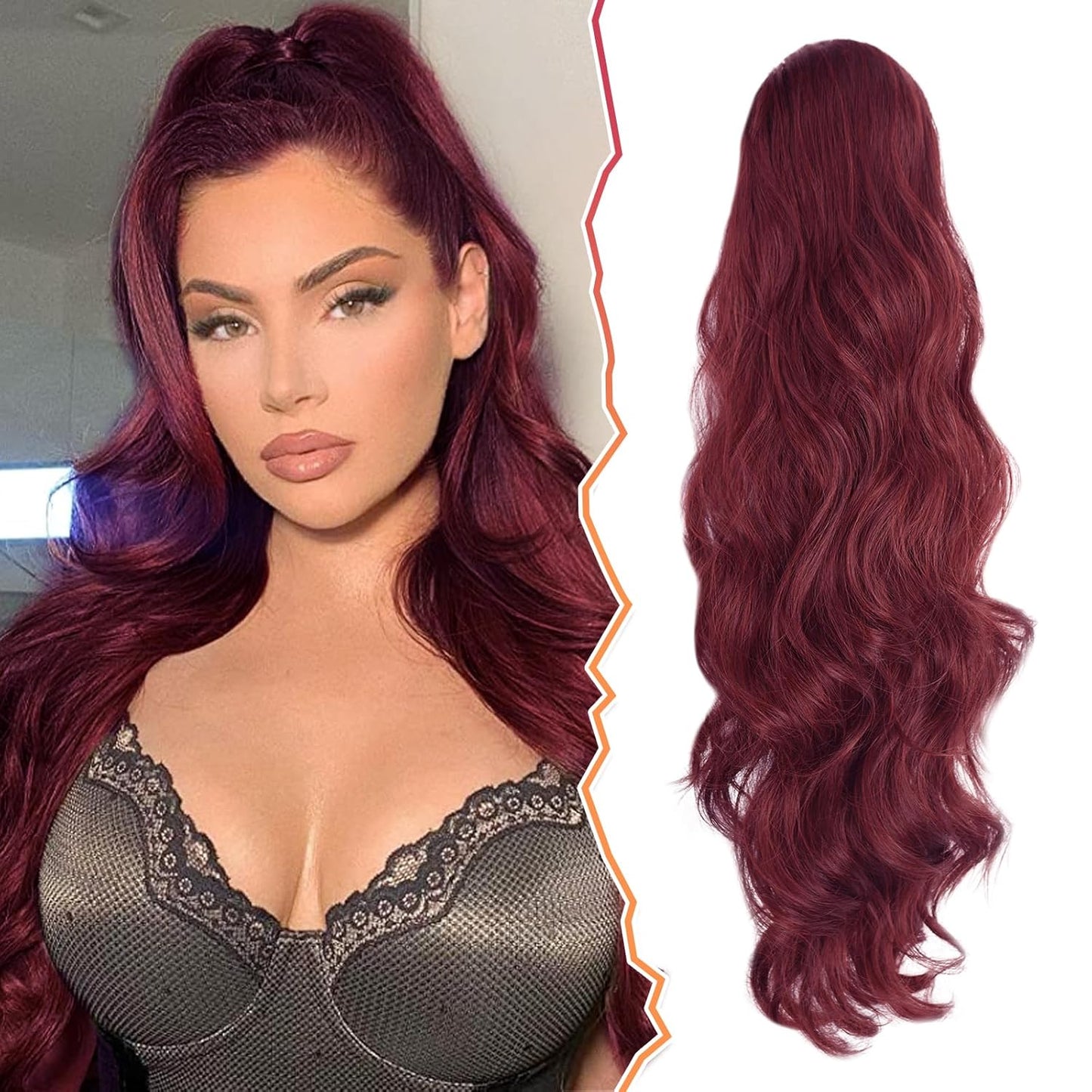 Brown Wavy Curly Ponytail Extension - 20 Inch Synthetic Drawstring Hairpiece for Women | Perfect for Daily and Party Use