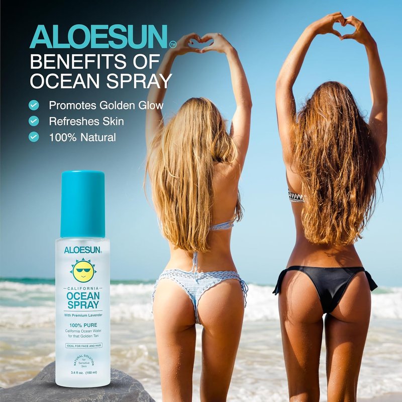 Ocean Spray Face Mist - Pure California Sea Salt & Organic Lavender | Hydrating Tanning & Scalp Exfoliant | Travel Size 3.4 Fl Oz