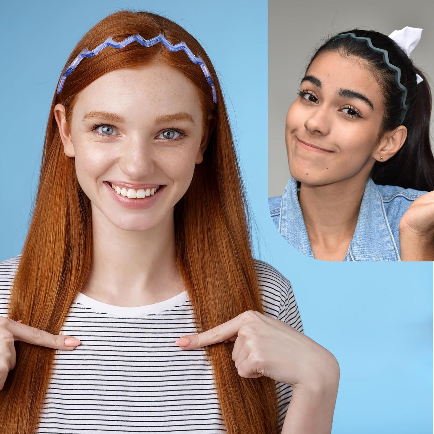 Duufin 12-Piece Zig Zag Headband Set for Women | Colorful Non-Slip Plastic with Teeth