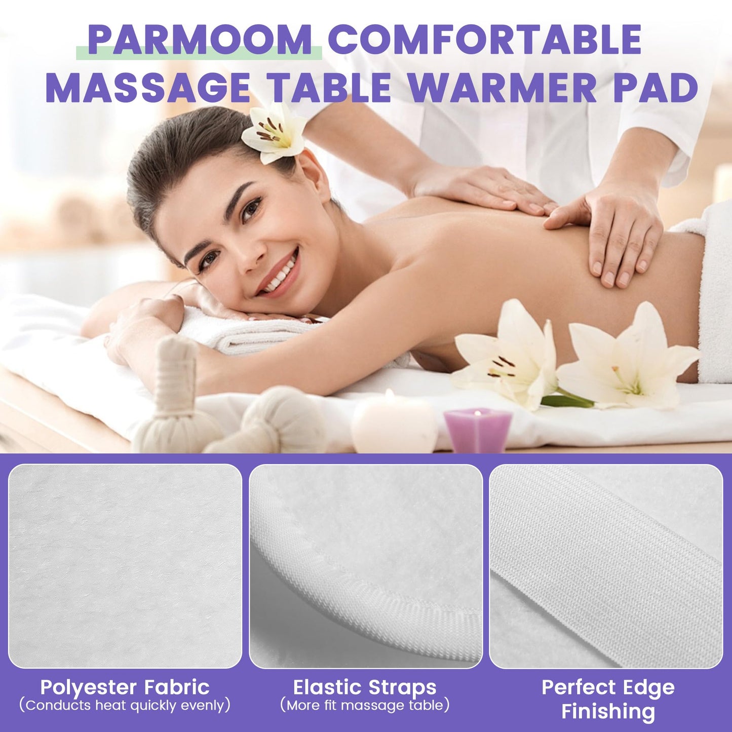 Massage Table Warmer Heating Pad Professional Massage Bed Warmer with 4 Timer, 8 Heat Settings, Overheat Protection for Massage Bed & Spa, Lightweight and Compact for Easy Portability, 30" x 71"