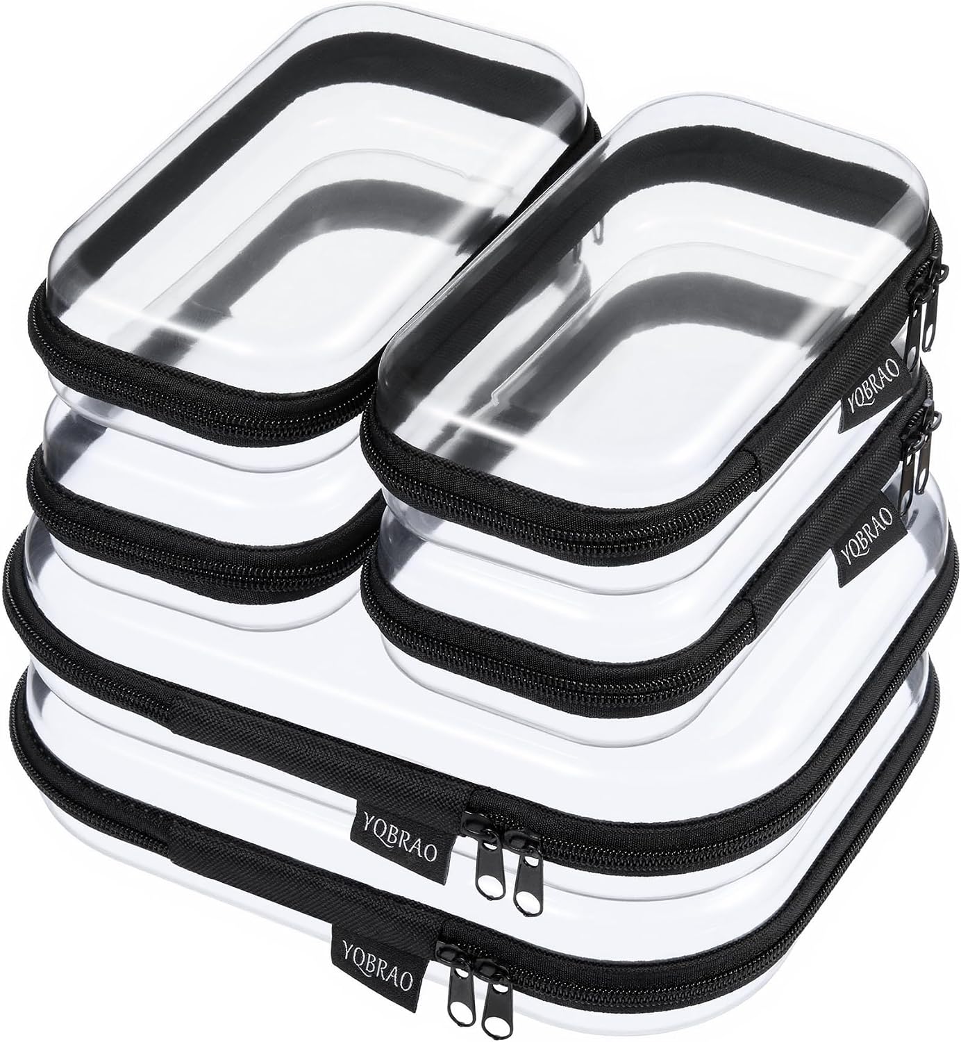 Clear Diaper Bag Organizer Pouches - 4-Pack Ultra-Thick PET Travel Bags | Rigid Self-Standing Design, TSA Approved