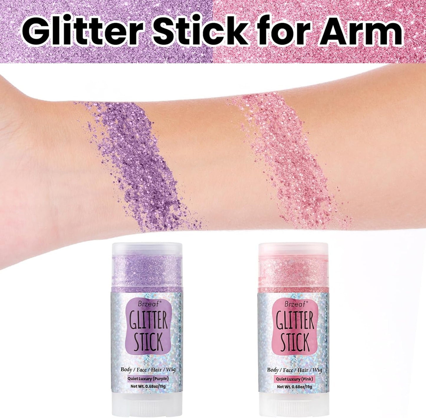 Pink Glitter Stick - Long-Lasting Face & Body Makeup Gel | Non-Greasy Chunky Glitter for Rave & Soccer Events