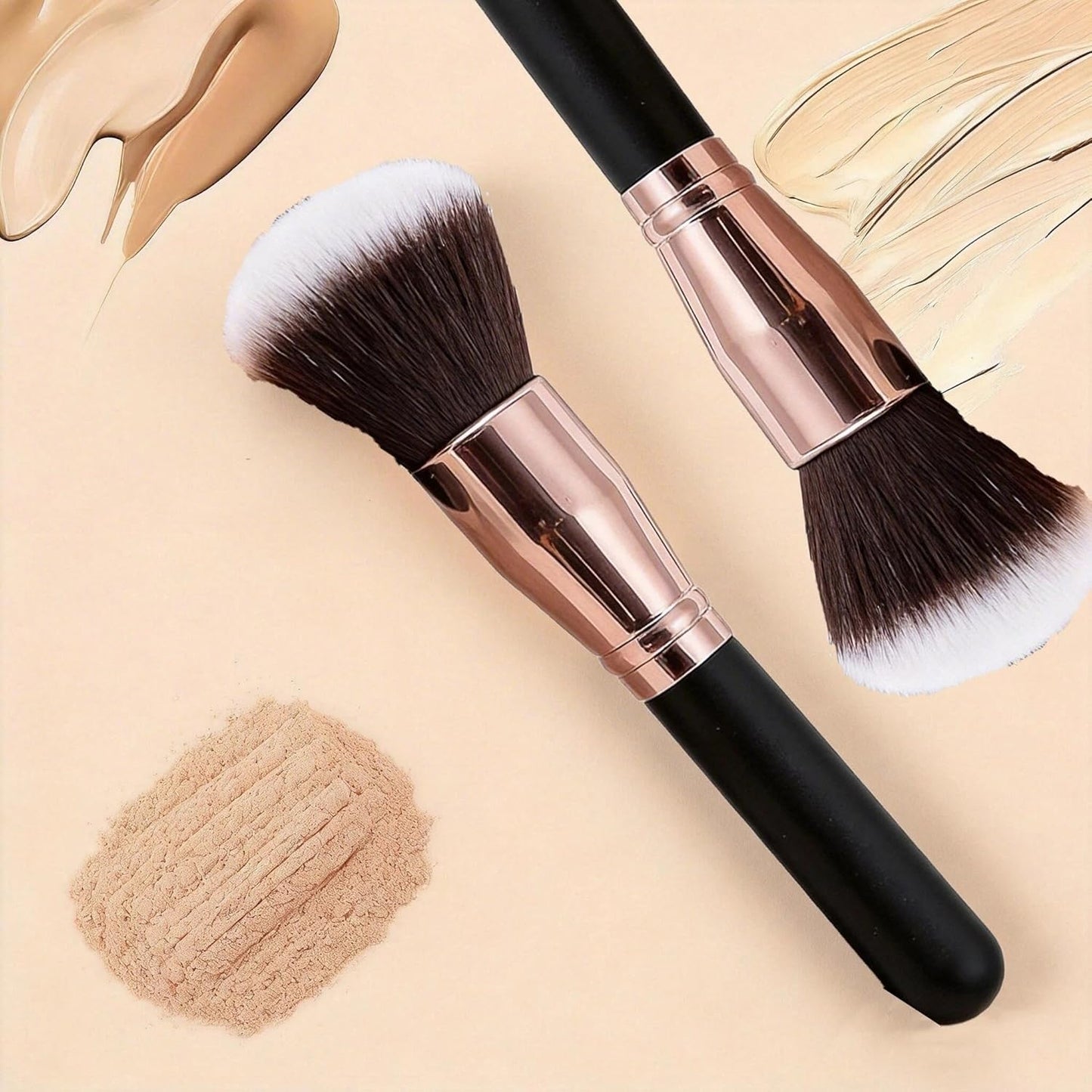 Pointed Powder Foundation Fan Brush - Ultra-Soft Bristles for Liquid Foundation, Blush & Highlighter | Professional Makeup Tool