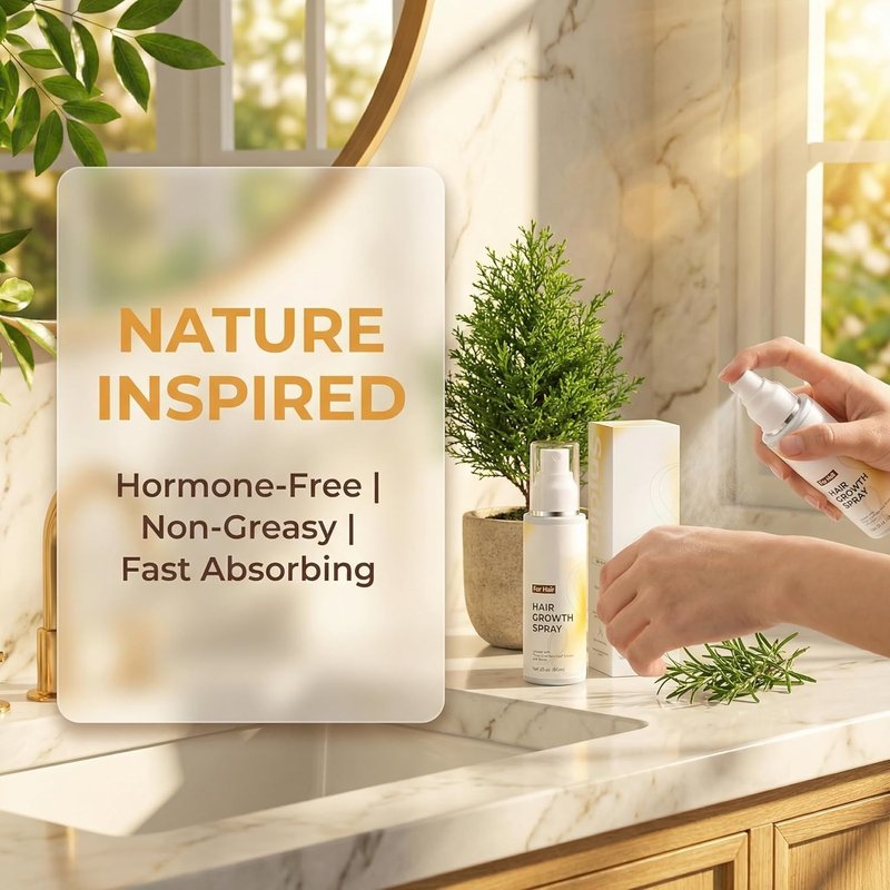 Hair Growth Spray - Rosemary Oil & Biotin Hair Loss Treatment | Fast-Absorbing Regrowth Serum for Thinning Hair