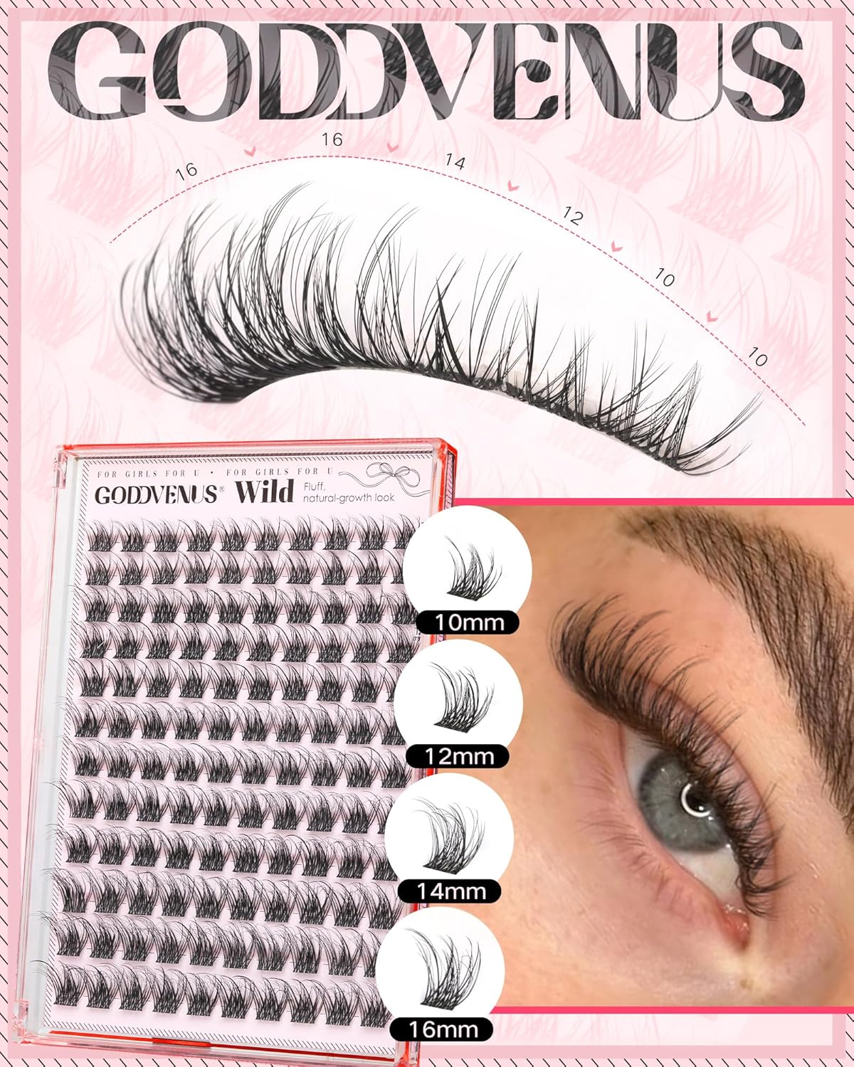 Natural Lash Clusters - Wispy Fluffy Eyelash Extensions | D Curl 120pcs, 10-16mm for DIY Glam Looks