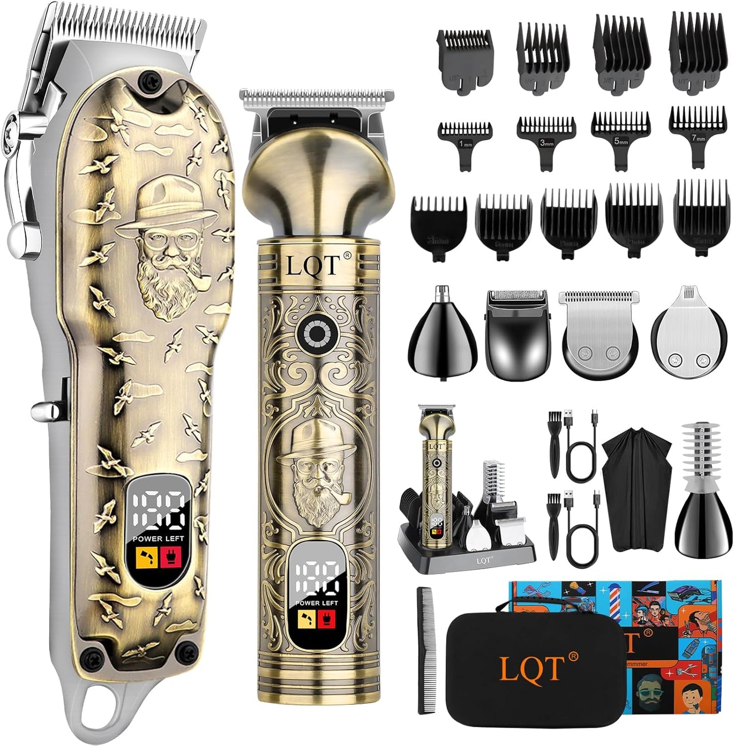 Rechargeable Cordless Hair Clippers for Men - Professional Beard Trimmer & Electric Shaver Kit | LCD Display, Perfect Gift for Dad