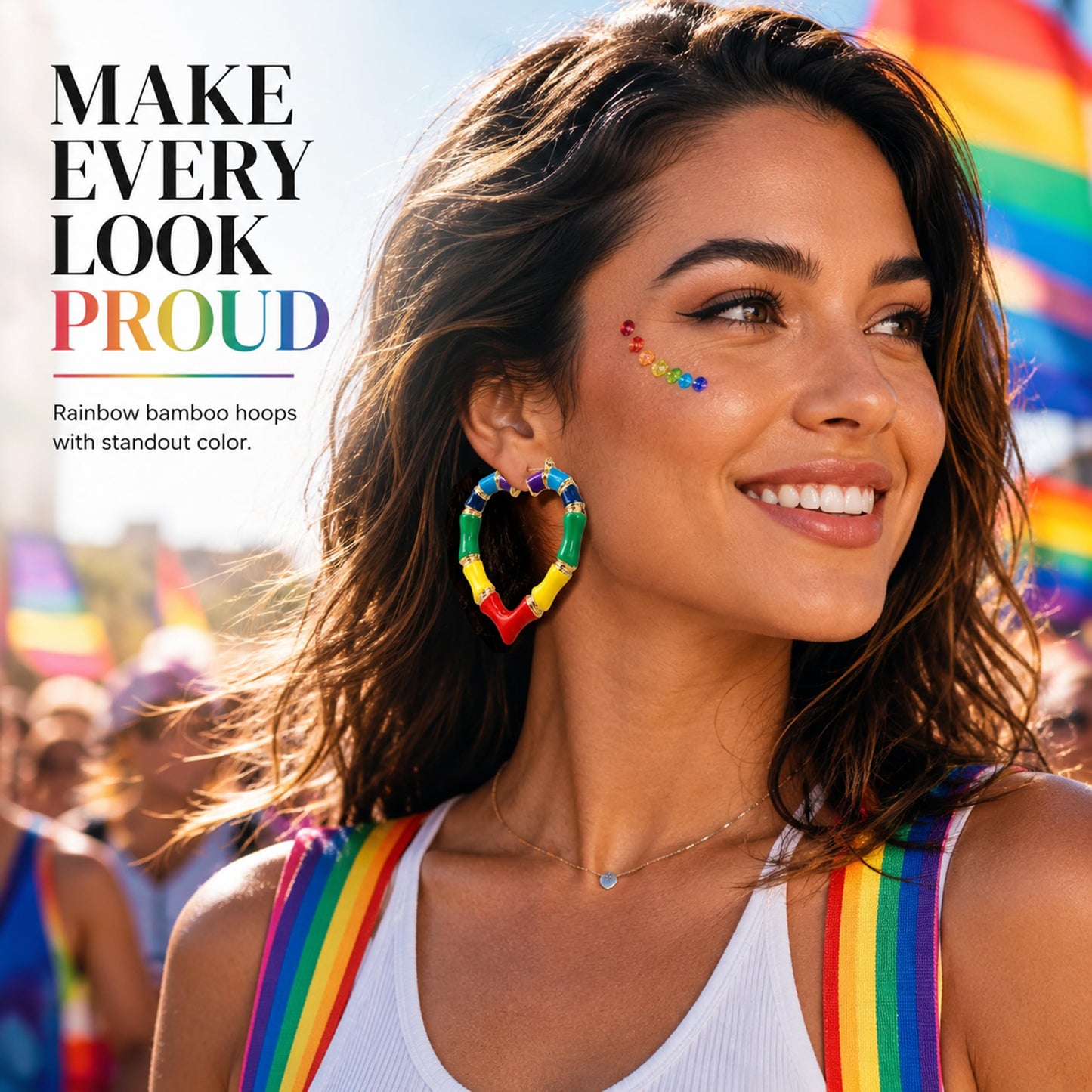 Pride Earrings Outfits for Women Colorful Rainbow Earrings Enamel Gay Lesbian Lgbt Bamboo Hoop Earring Pride Accessories Shirts for Women Rainbow Outfit Jewelry Gifts