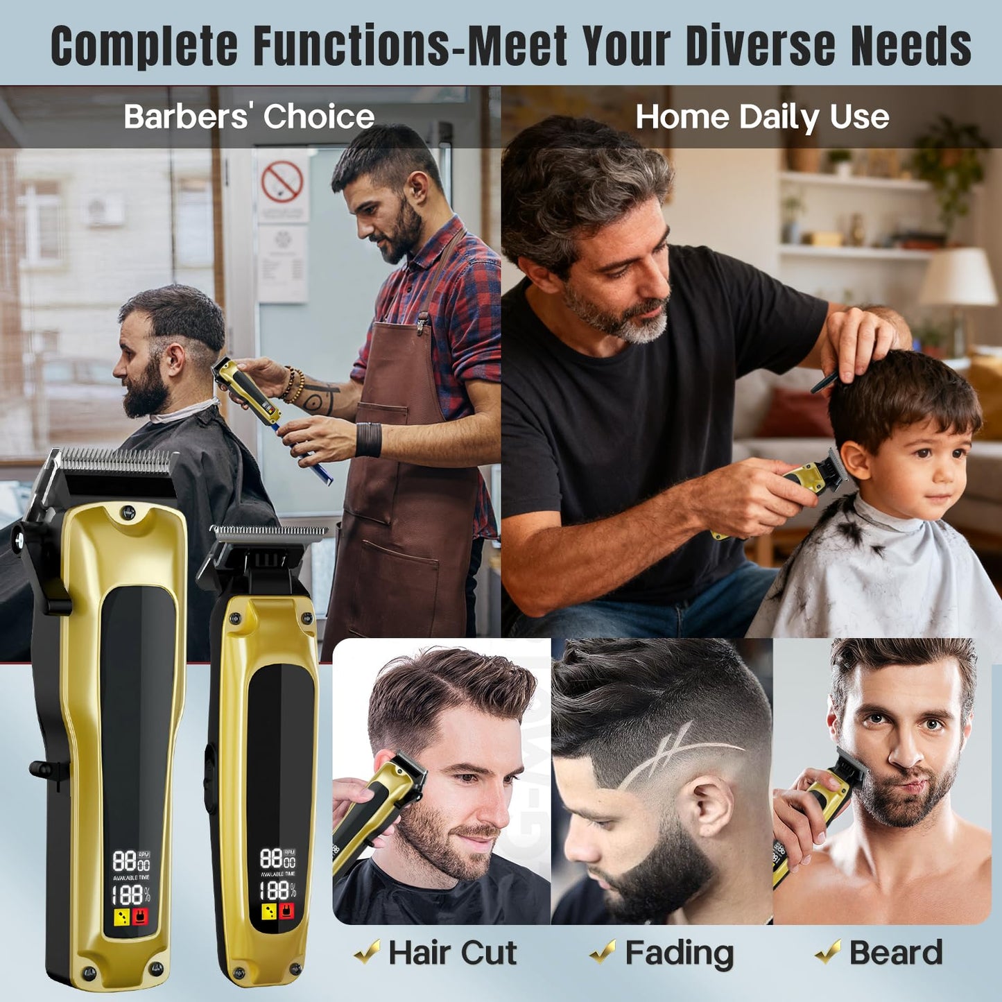 ZLILUGL Hair Clippers for Men Professional, Cordless Clippers for Hair Cutting, Zero Gap Trimmer, Mens Clippers and Trimmers Set, Hair Clipper Set &Barber Kit with Case, Scissors and Apron, Mens Gifts