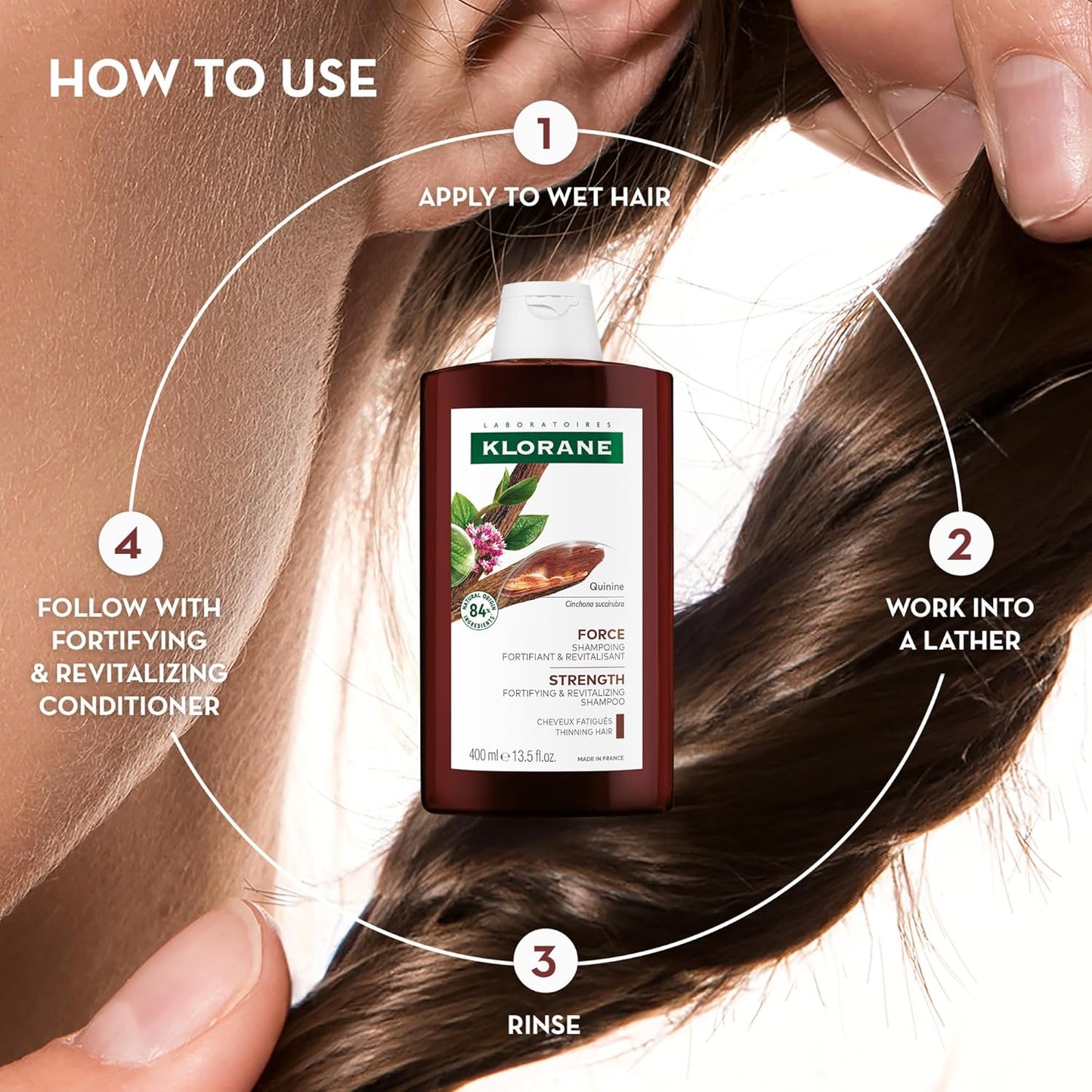 Klorane Strengthening Shampoo with Quinine - Natural Thickening Solution for Hair Thinning | 13.5 fl. oz.