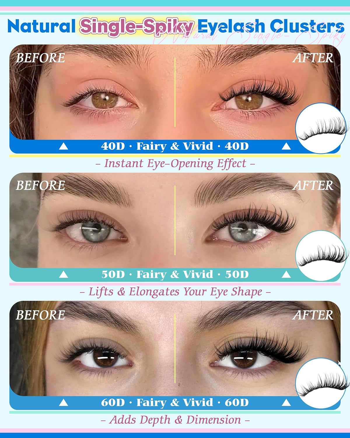 Wispy Lash Clusters - Natural Short Eyelash Extensions 10-14mm | 360pcs CC Curly DIY Lashes