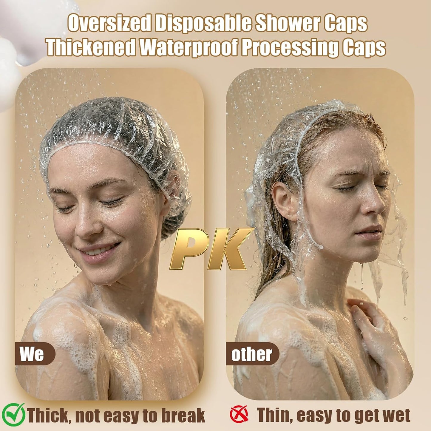 Extra Large Disposable Shower Caps - 100 Pack | Waterproof Hair Caps for Long Hair, Braids & Locs