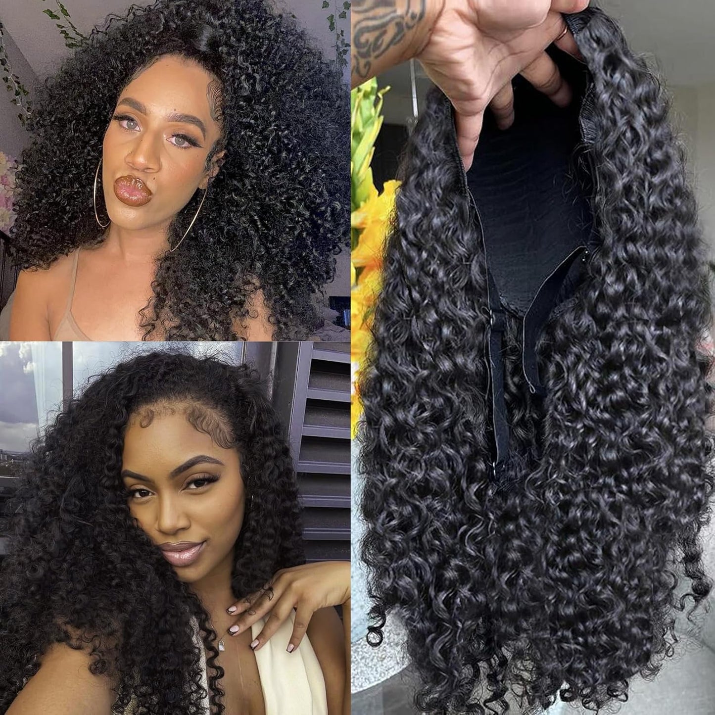 Burmese Curly Half Wig - 300% Density Human Hair | 12-Inch Clip-In, Seamless & Glueless for Easy Wear