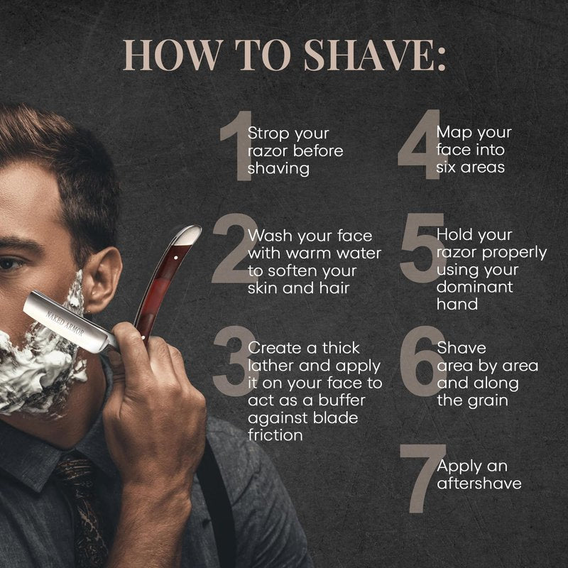 Naked Armor Gaheris Straight Razor Kit – Complete Shaving Kit with Shave Ready Straight Razors for Men, Strop, Stand, Soap, Brush, Bowl, Case, Wet Shaving Men Grooming Gift Set