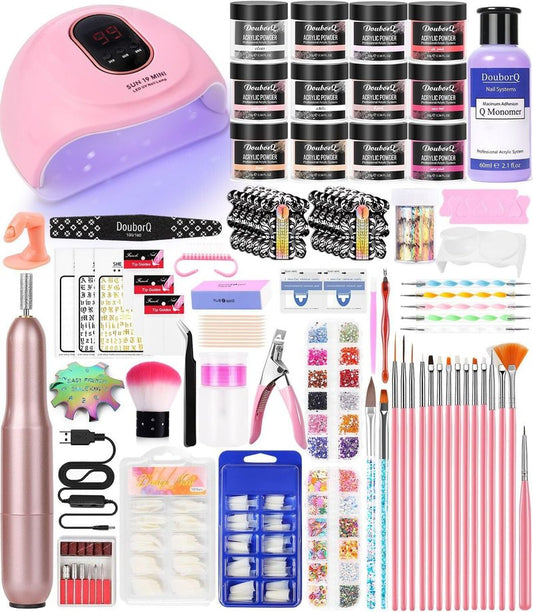Acrylic Nail Art Kit for Beginners with U V Lamp and Drill