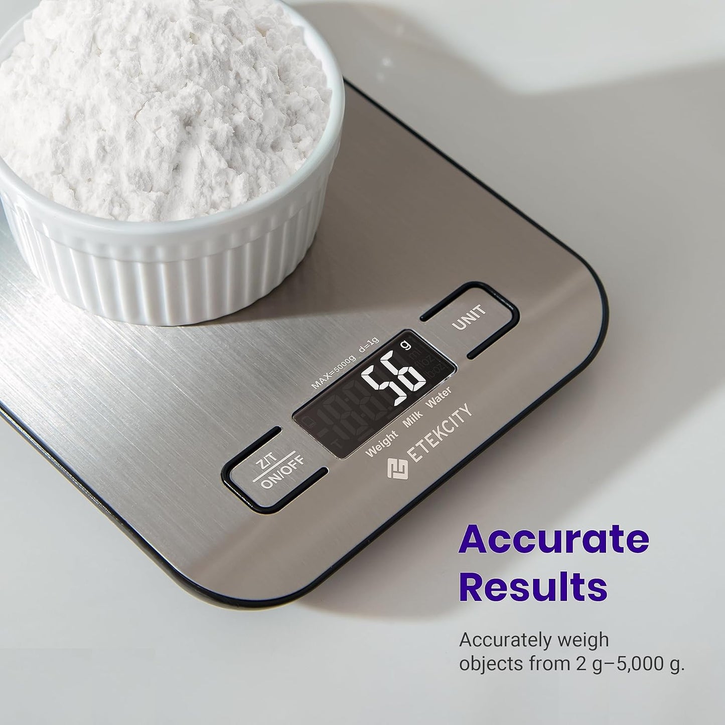 Digital Kitchen Scale - Accurate Grams & Ounces Measurement for Weight Loss, Baking & Meal Prep | Medium 304 Stainless Steel