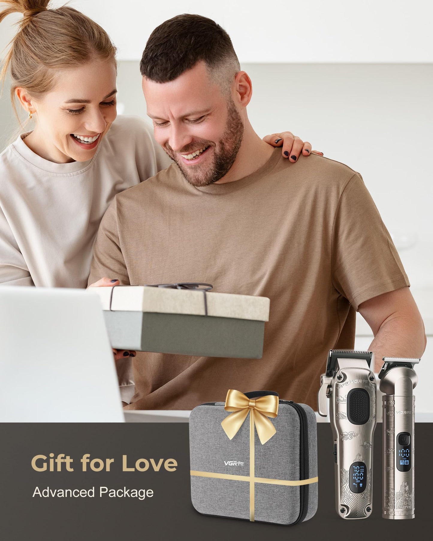 VGRPRO Hair Clippers for Men Professional, Cordless Hair Clippers for Hair Cutting, Mens Clippers and Trimmers Set, Electric Hair Trimmer for Men with Package Case (Silver)