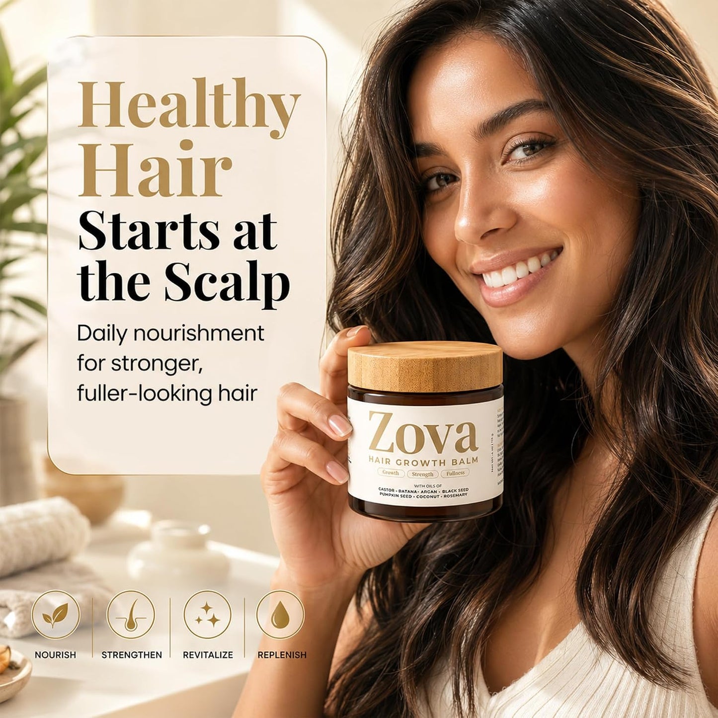 Hair Balm - Nourishing Batana, Castor, Argan & Rosemary Oil Blend for Thicker Hair - Deep Scalp Treatment for Men & Women | 4 oz