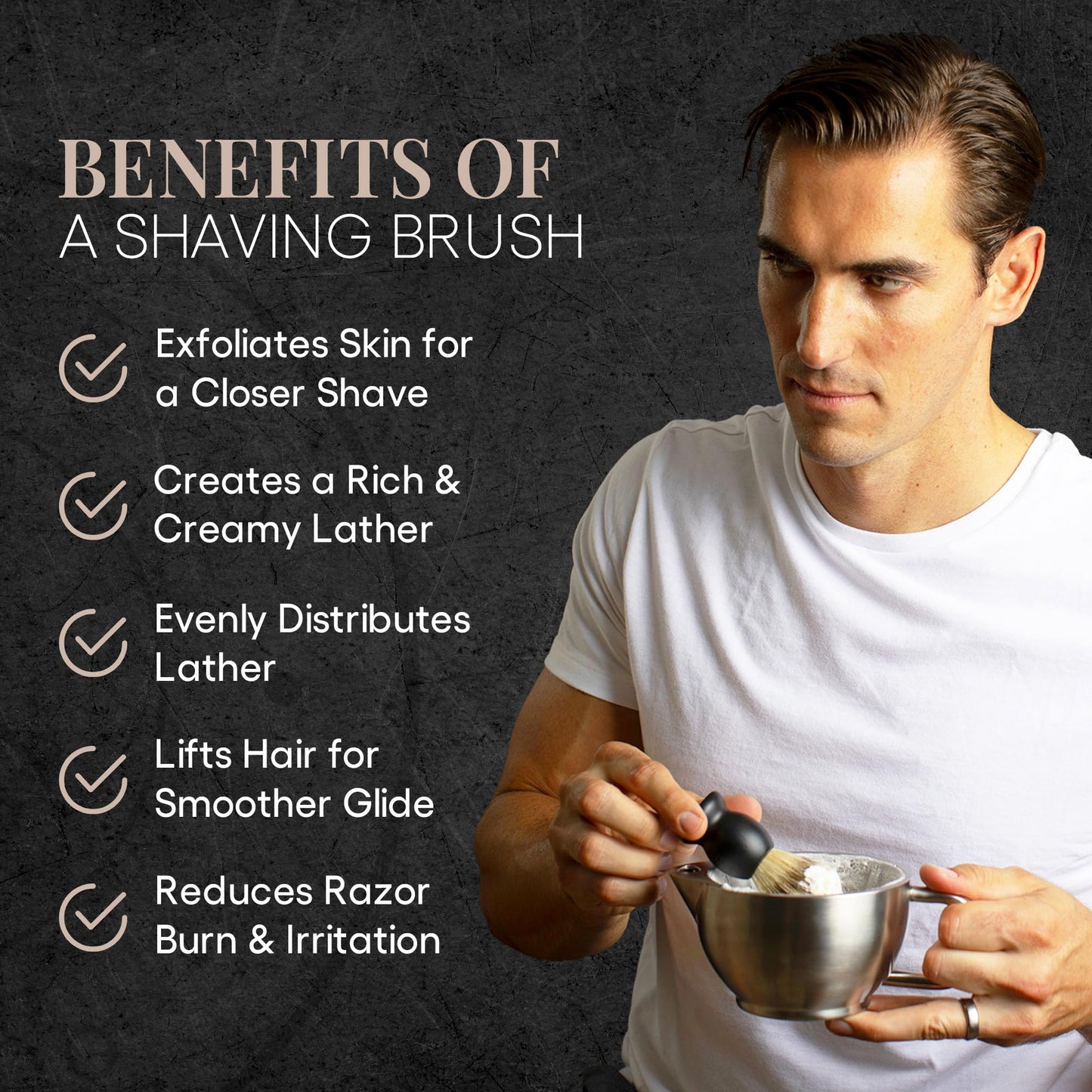 Synthetic Badger Hair Shaving Brush - Futura Synthetic Badger Hair + Handmade Swedish Black Wood Shave Brush, Exfoliating Stiff Bristles, Thick & Creamy Lather For A Great Shave, Great For Travel
