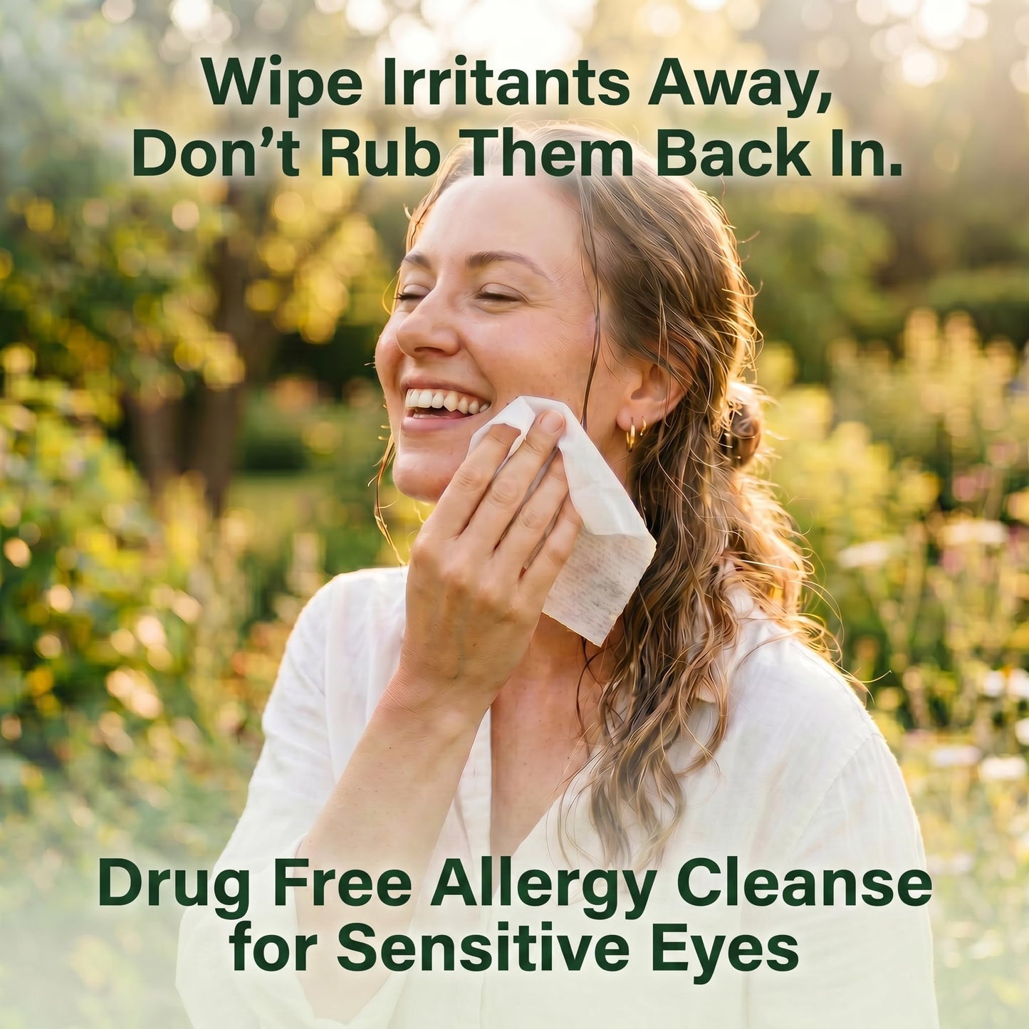 Allergy Eye Wipes for Dry Itchy Red Eyes 30 Count | Drug Free Eye Wipes for Pollen Pets & Seasonal Allergies | Hyaluronic Acid, Chamomile & Aloe | Individually Wrapped Sensitive Eye Cleansing Wipe