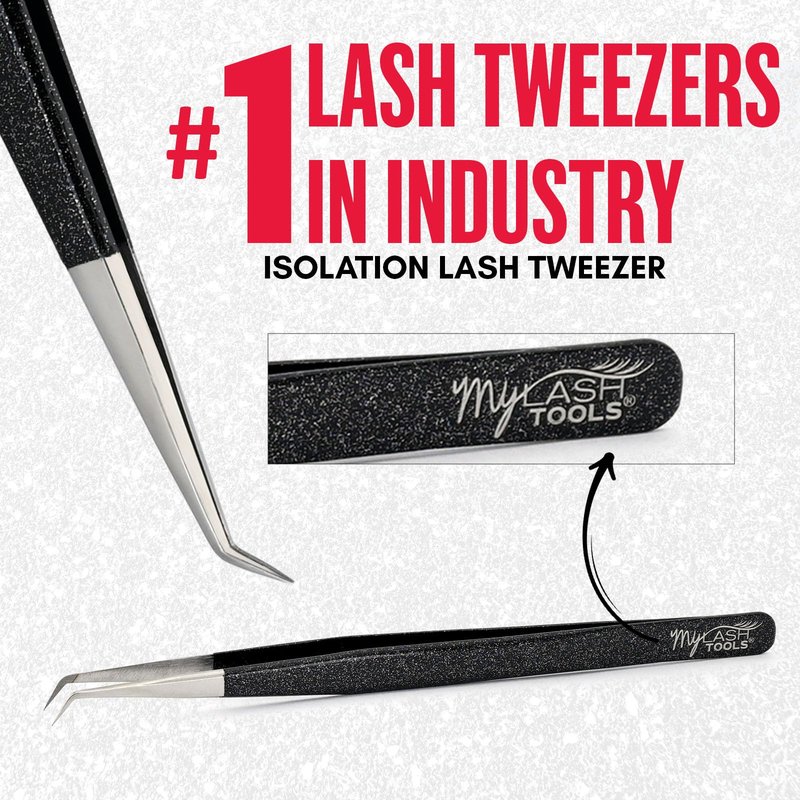 My Lash Tools Curved Isolation Fiber Tip Lash Tweezer 14cm – Precision Stainless Steel, Anti-Slip Handle for Classic Lash Isolation (Black)