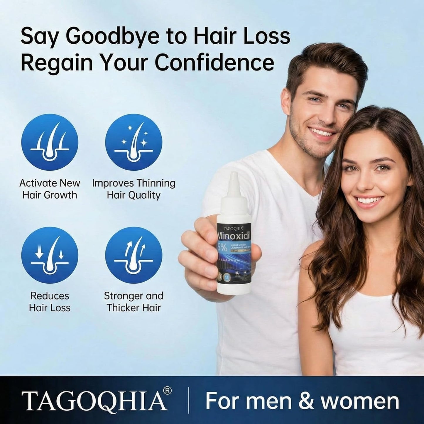 Minoxidil Hair Regrowth Solution for Men - Extra Strength Treatment with Roller & Brush | 9 Bottles