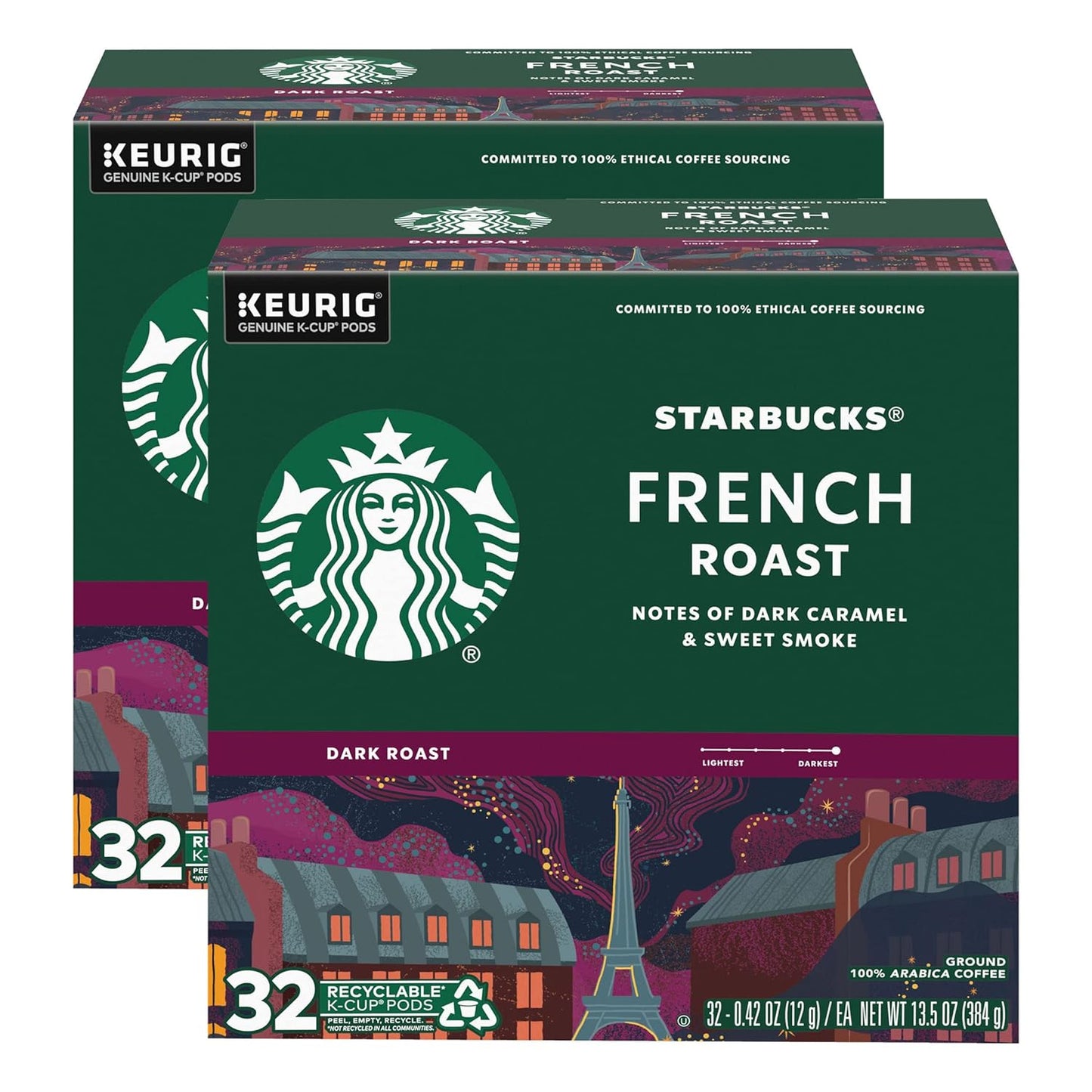 Starbucks K-Cup Coffee Pods - Dark Roast French Roast for Hot or Iced Coffee | 96 Count
