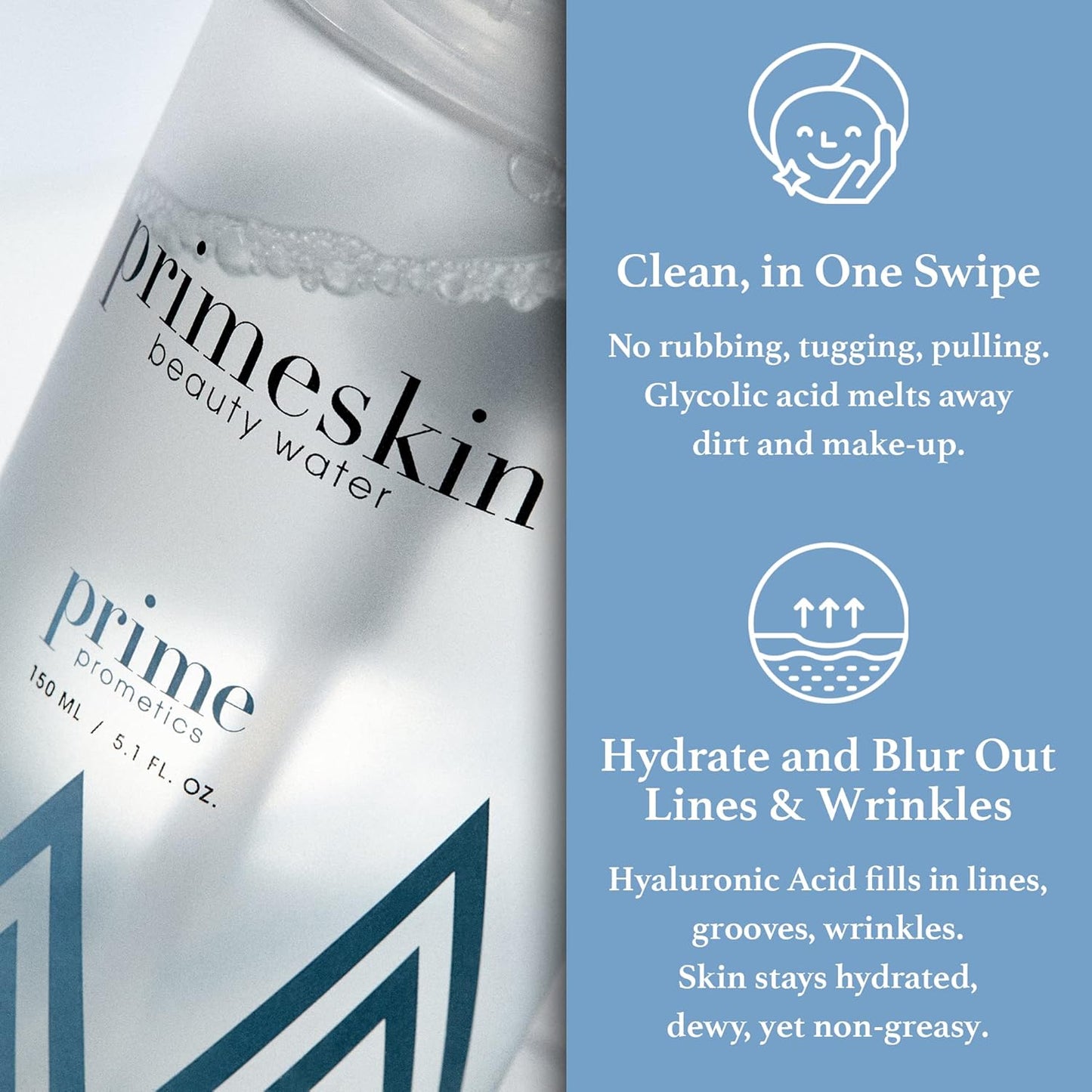 PrimeSkin Beauty Water - Deeply Hydrating Pro-Age Makeup Remover for All Skin Types | pH Balanced, Hypoallergenic