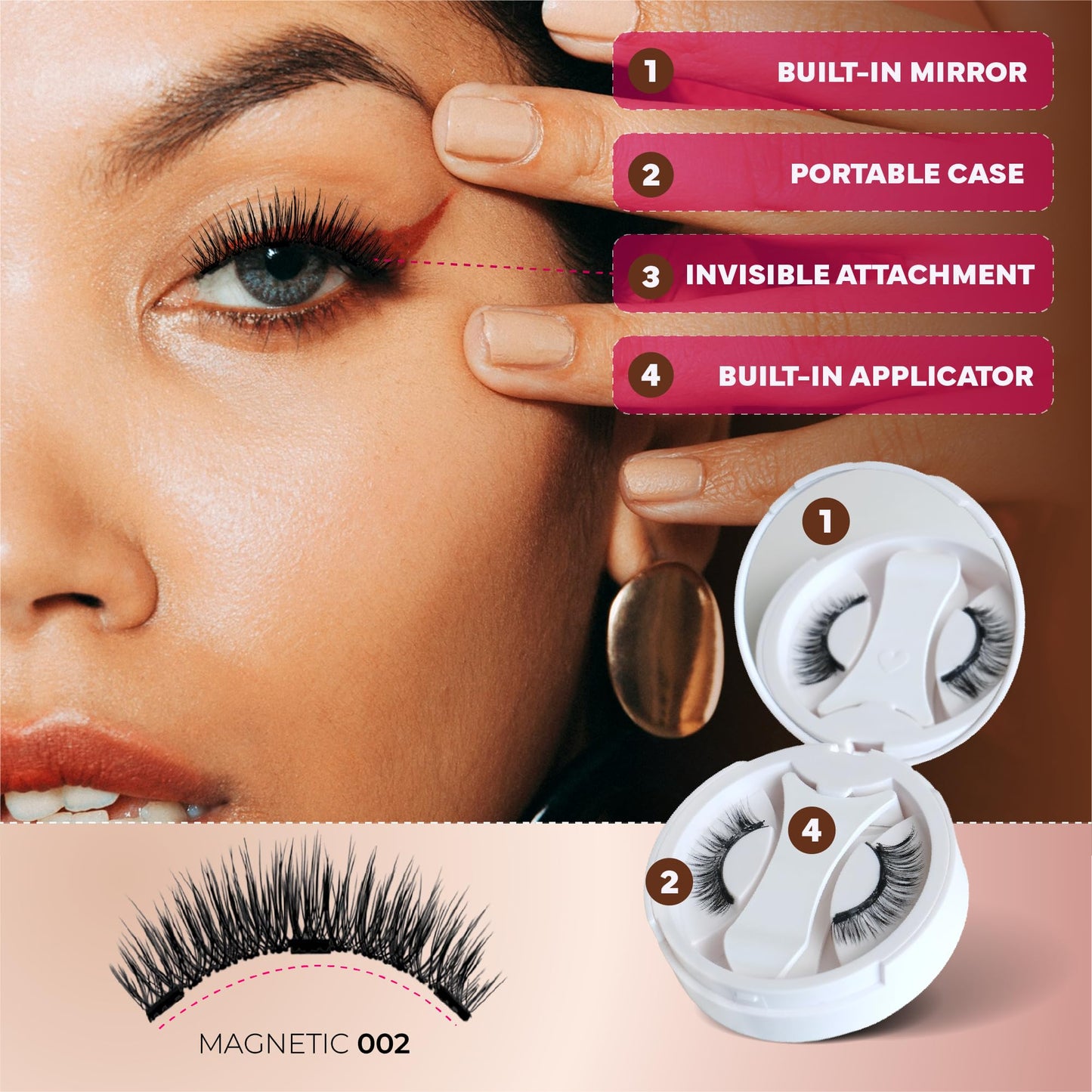 Magnetic Eyelashes with Applicator, Reusable Magnetic Eyelashes Natural Look, No Glue Needed False Soft Thick Lashes Kit Without Eyeliner, Portable Lashes for Eye Makeup (Volume)