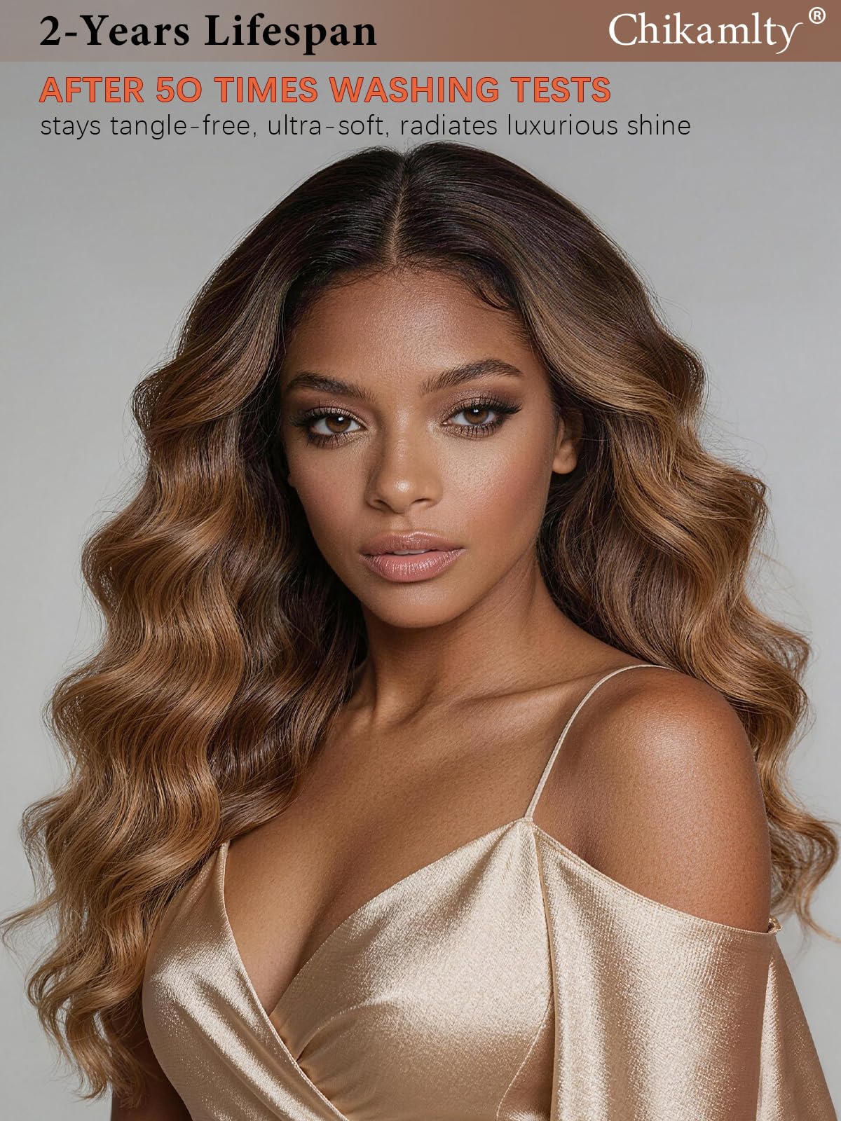 Chikamlty Ombre Bundles Human Hair, 16A Raw Indian Hair Bundles Body Wave, 20 Inch Colored Honey Blonde 1B27 Ombre Human Hair Bundles, 2 Years Service Life, Keep Texture Silky Soft Tangle-Free
