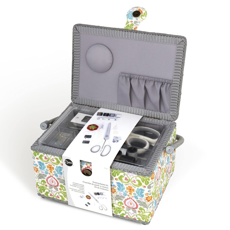 Dritz Medium Sewing Basket Kit Filled with Essential Sewing Supplies
