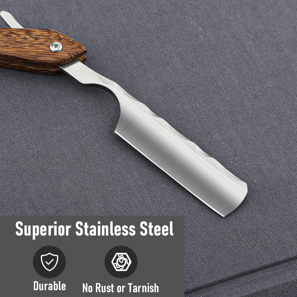 Straight Razor With Strope - Professional Straight Edge Barber Premium Stainless Steel Shaver With Shaving Strop for Men Home & Salon Grooming Using (NO.159)