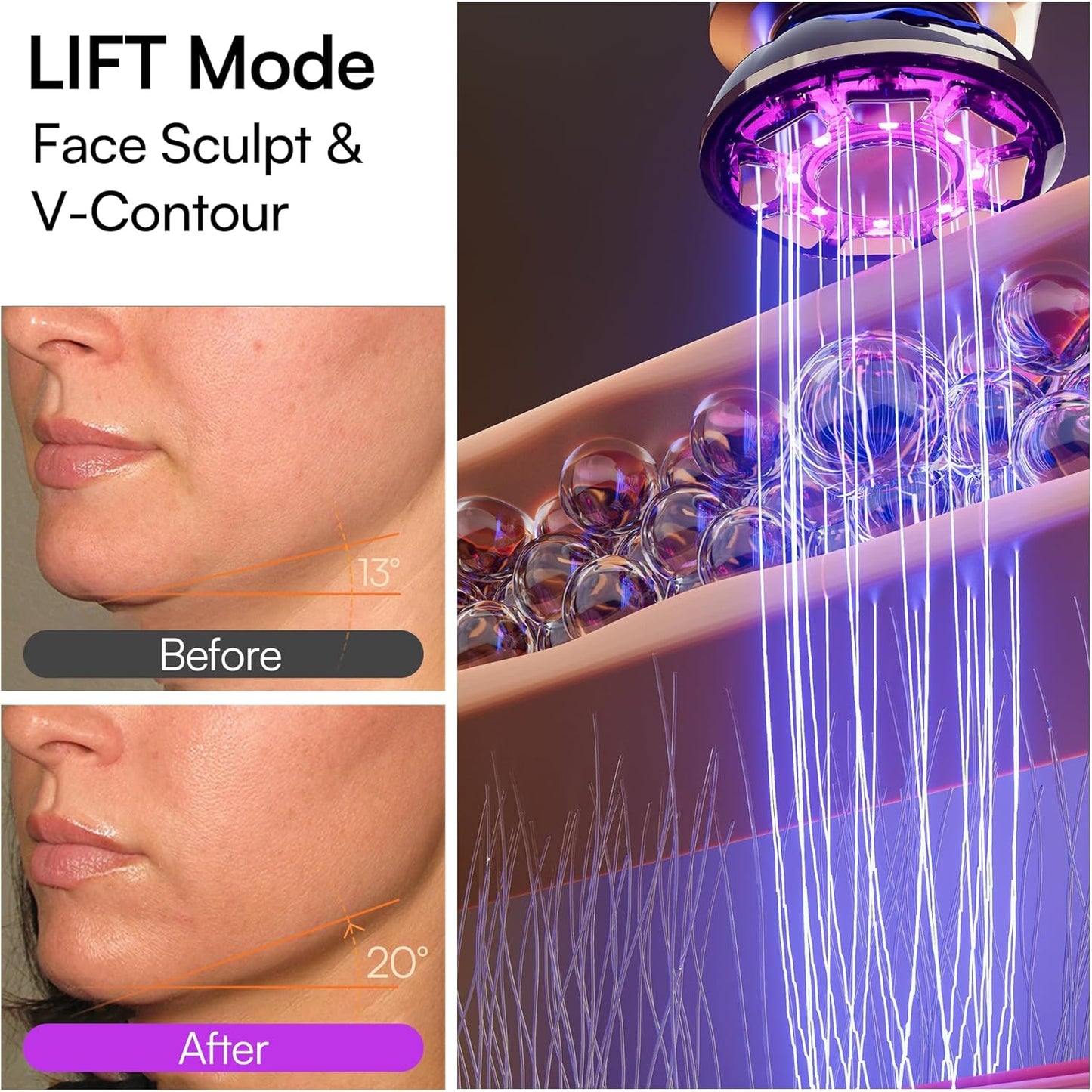 INIA 3-in-1 Red Light Therapy Device - Anti-Aging Face & Neck Tool for Puffiness & Skin Firming | Black