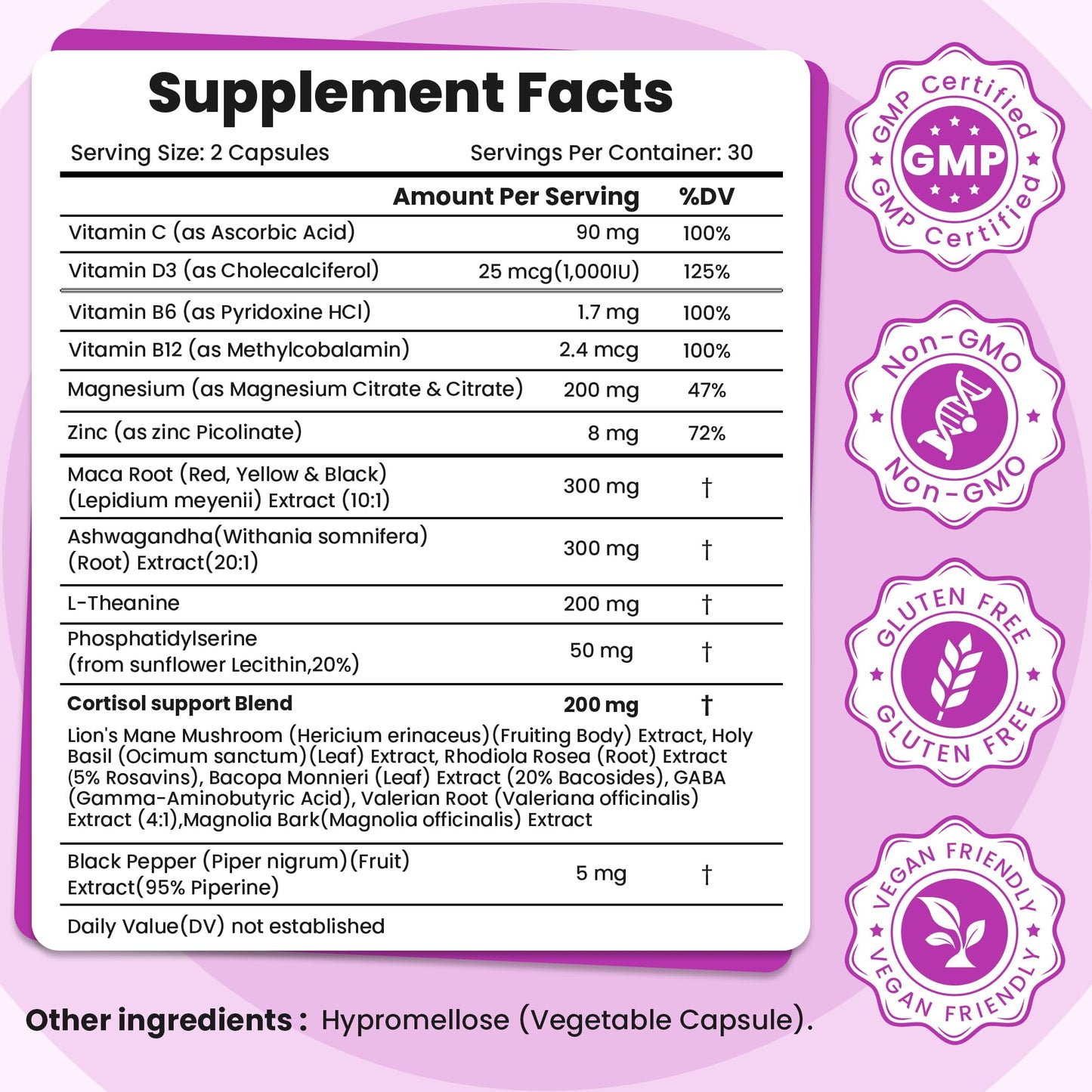 Cortisol Supplements for Women, 18-in-1 Cortisol Reducer Manager with Ashwagandha, Maca Root, Magnesium, L-Theanine, Stress Relief Support for Hormone Balance, Calm Mood, Energy & Focus, 60 Capsules