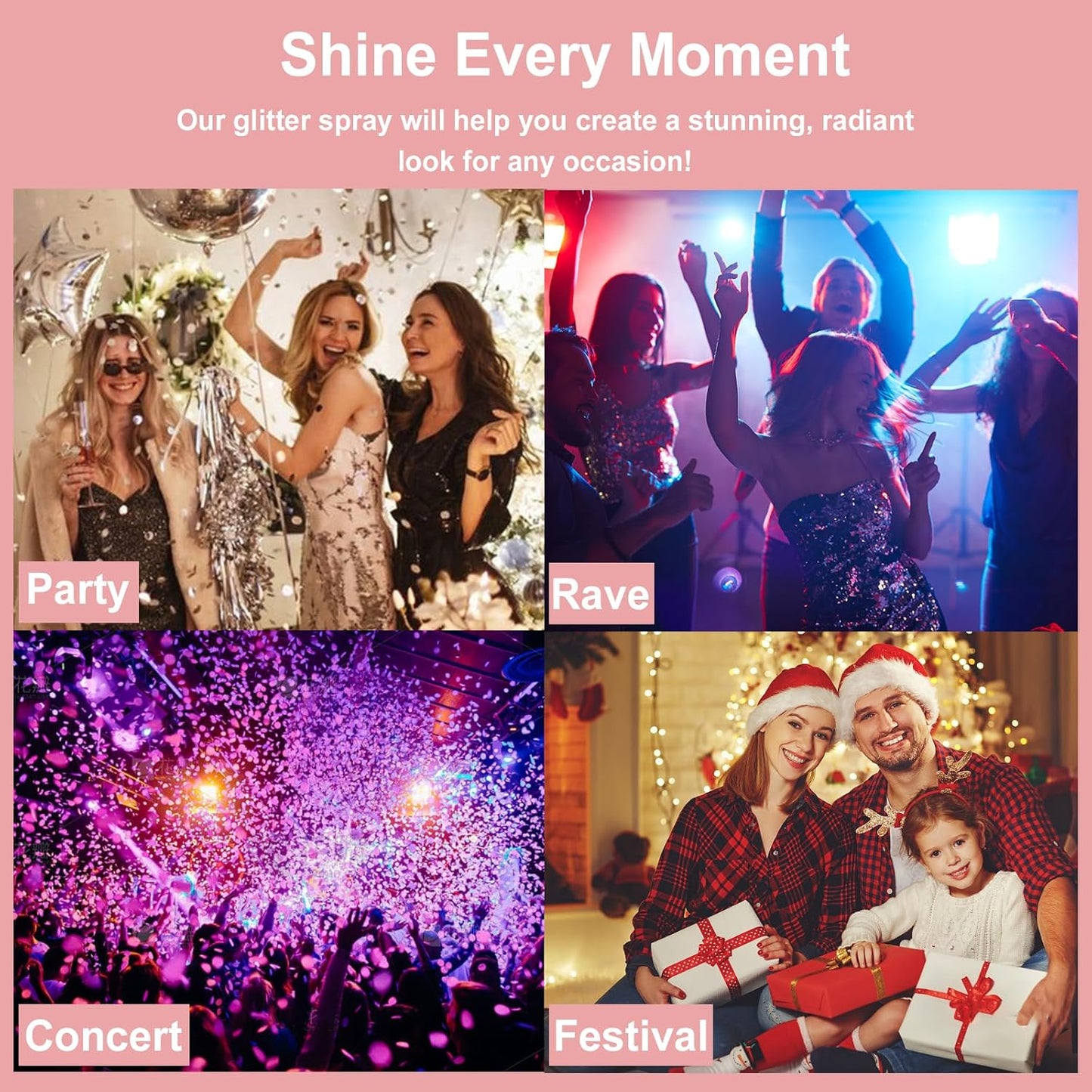 Holographic Silver Body Glitter Spray - Quick-Drying, Long-Lasting 60ML for Hair, Clothes & Festivals | Rave Accessories