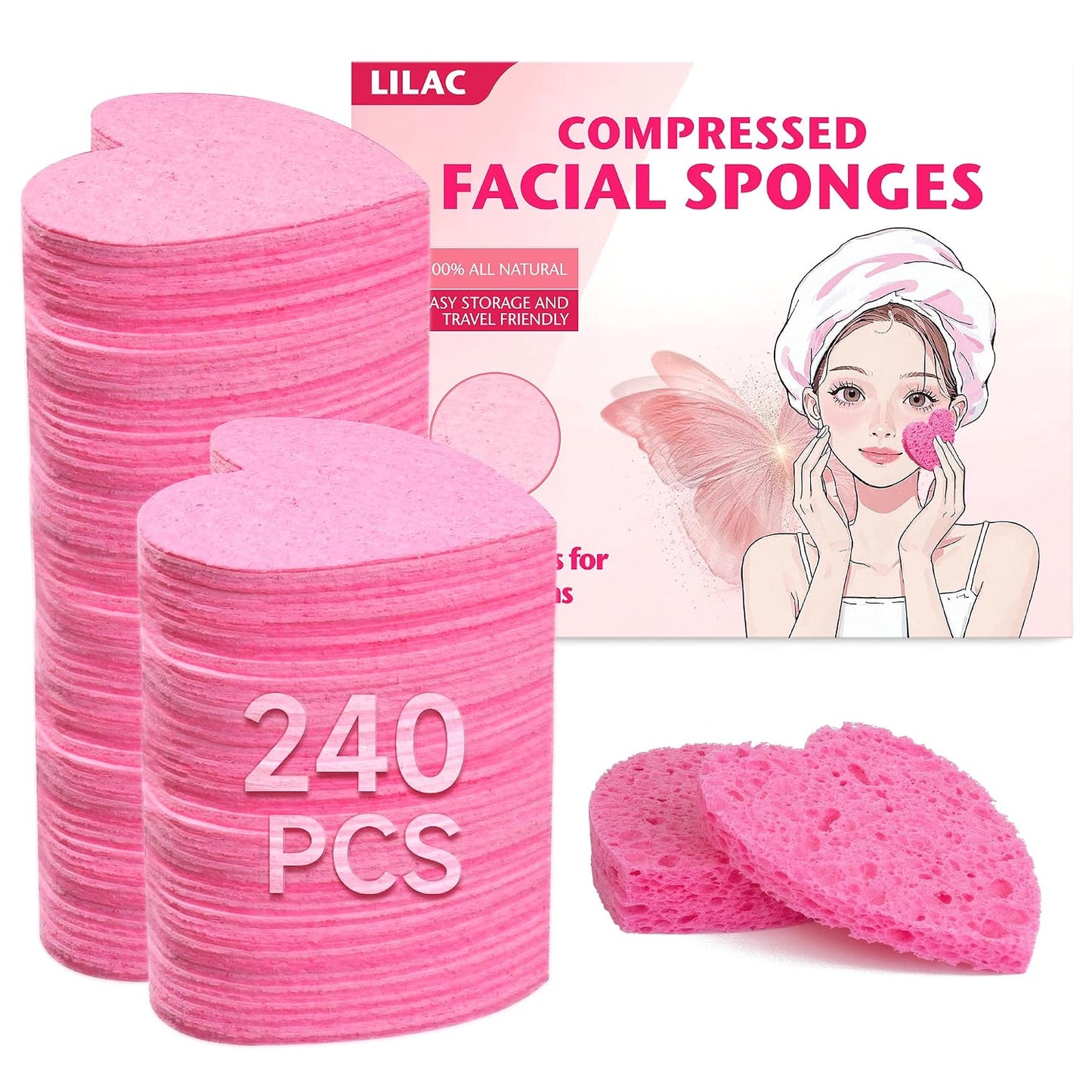 Compressed Facial Sponges - 100% Natural Cellulose Eco-Friendly Makeup Sponges for Gentle Cleansing & Exfoliating | 100 Count, Round White