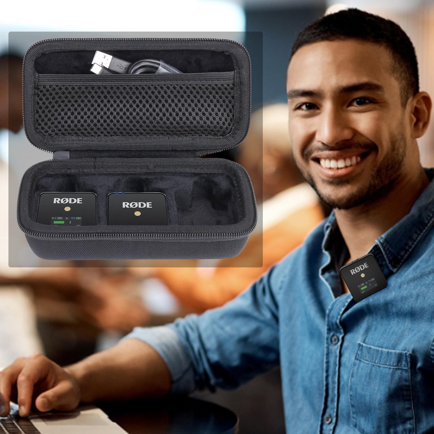 Aenllosi Hard Case for Rode Wireless ME/GO III/GO II Dual Channel Compact Digital Wireless Microphone System (Black)